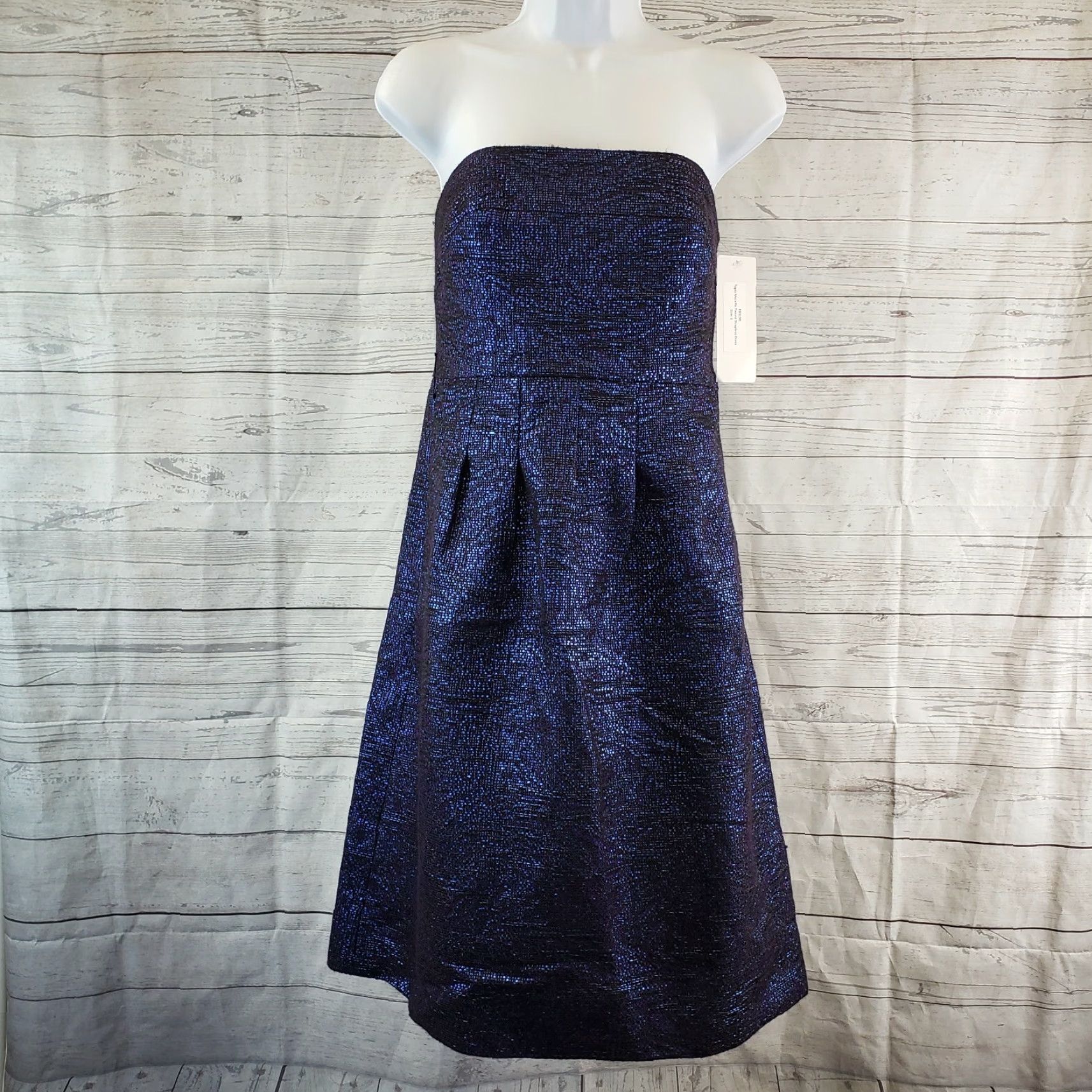 Lela Rose Lela Rose Lapis Metallic Tweed Strapless Dress Sz 6 Purple Blue Size M / US 6-8 / IT 42-44 - 2 Thumbnail