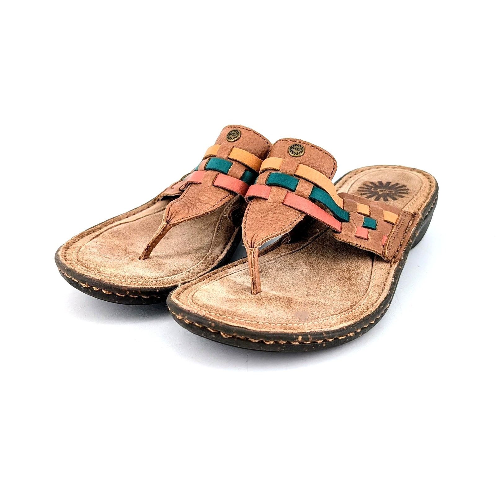 Ugg UGG Jenaya Leather Woven Strap Thong Sandals 7 Size US 7 / IT 37 - 2 Thumbnail
