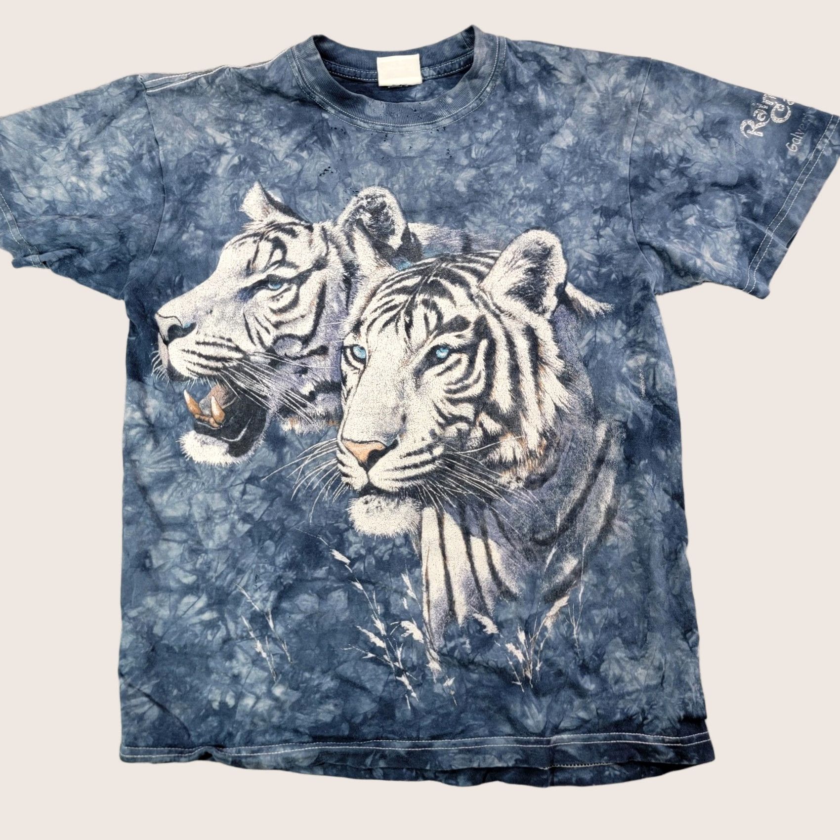 Vintage Rainforest Cafe Shirt Mens Small Blue Tie Dye White Tiger Graphic Galveston Size US M / EU 48-50 / 2 - 1 Thumbnail