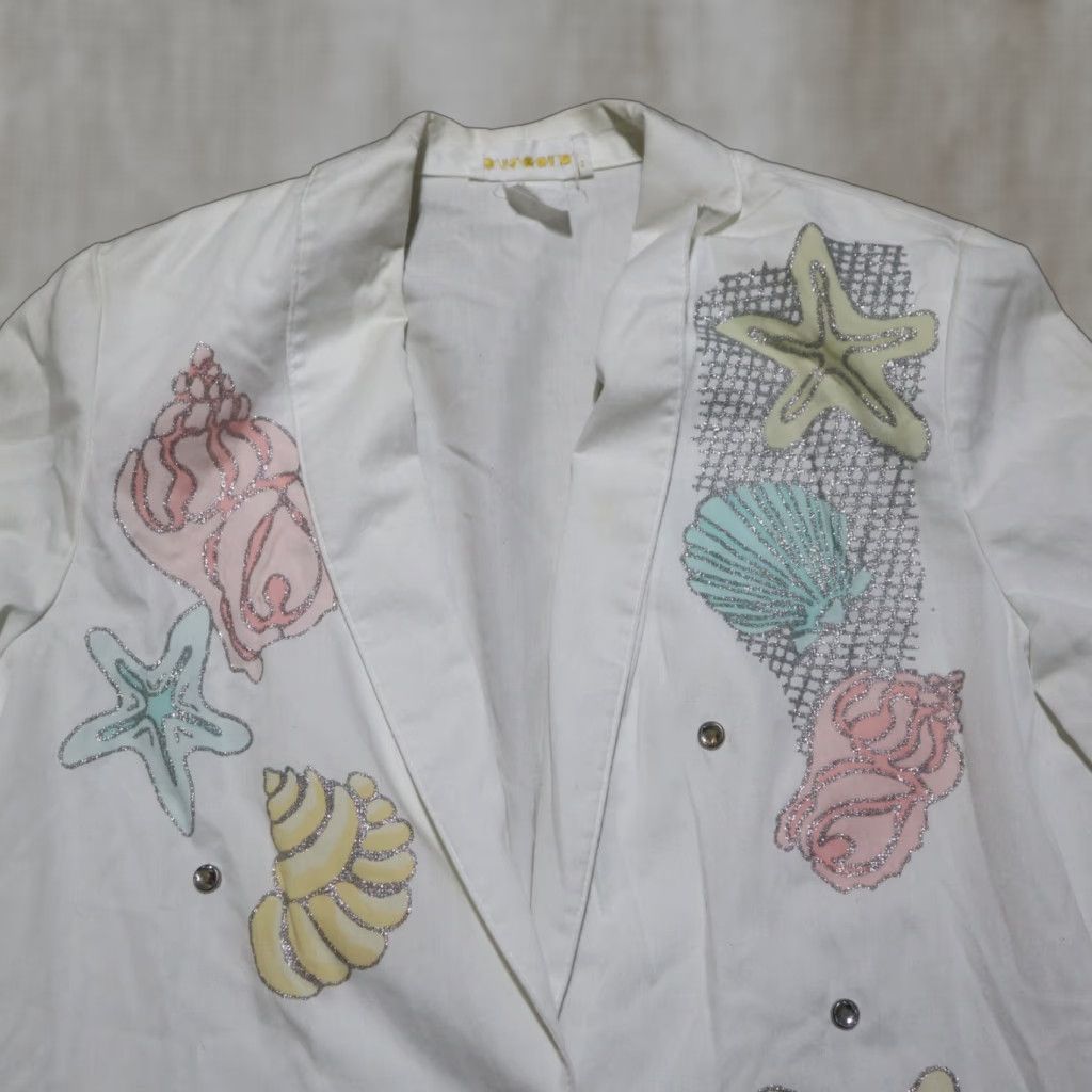 Vintage VINTAGE Donnkenny DK Gold White Sea Shell Blazer Jacket Women's Medium Size M / US 6-8 / IT 42-44 - 1 Thumbnail