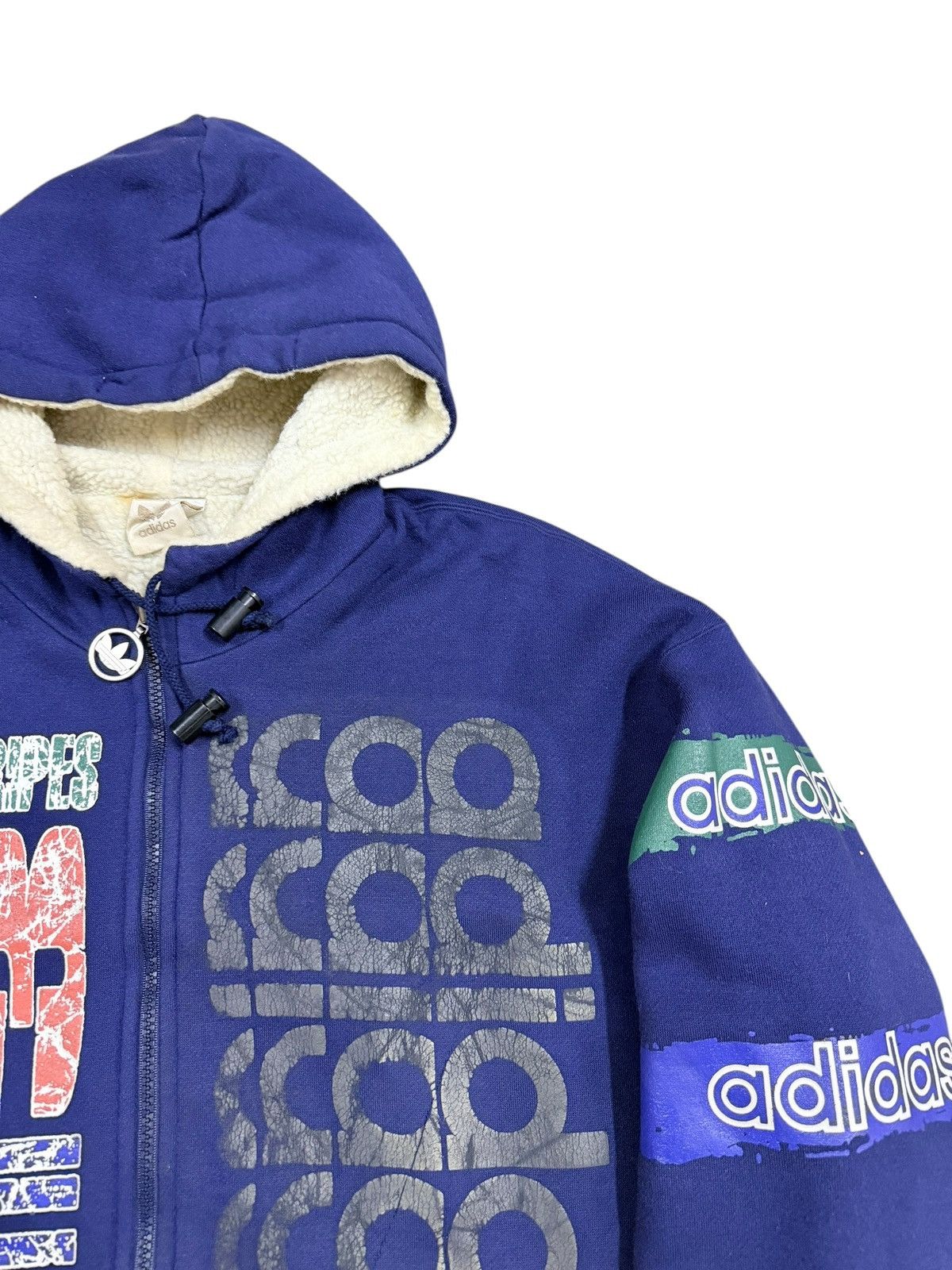 Adidas Vtg🌟Adidas Big Logo Sherpa Inner Hoodies Zipper Jacket Size US M / EU 48-50 / 2 - 8 Thumbnail