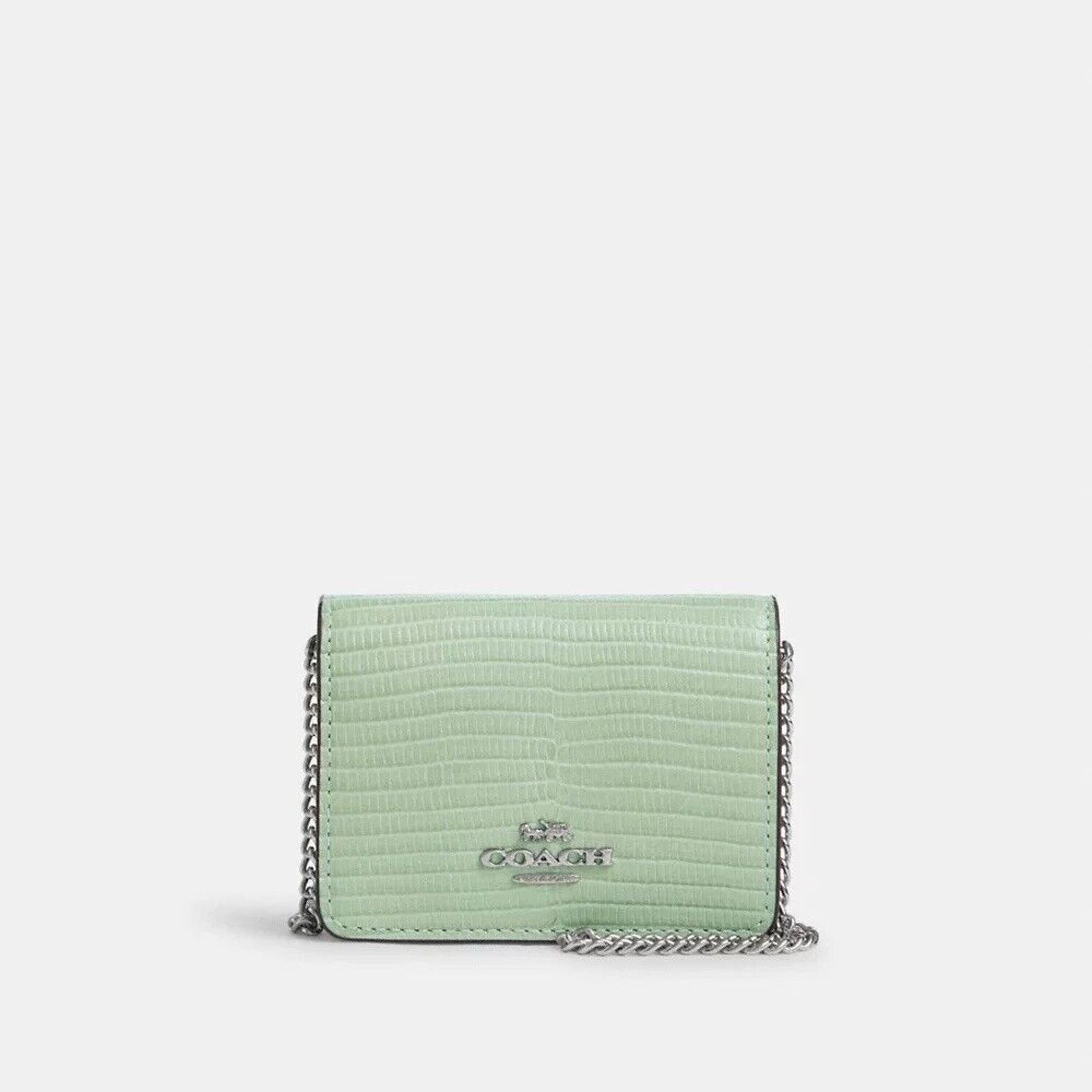 Coach NWT Coach Mini Wallet Chain CR372 Crocodile Leather Green Size ONE SIZE - 2 Thumbnail