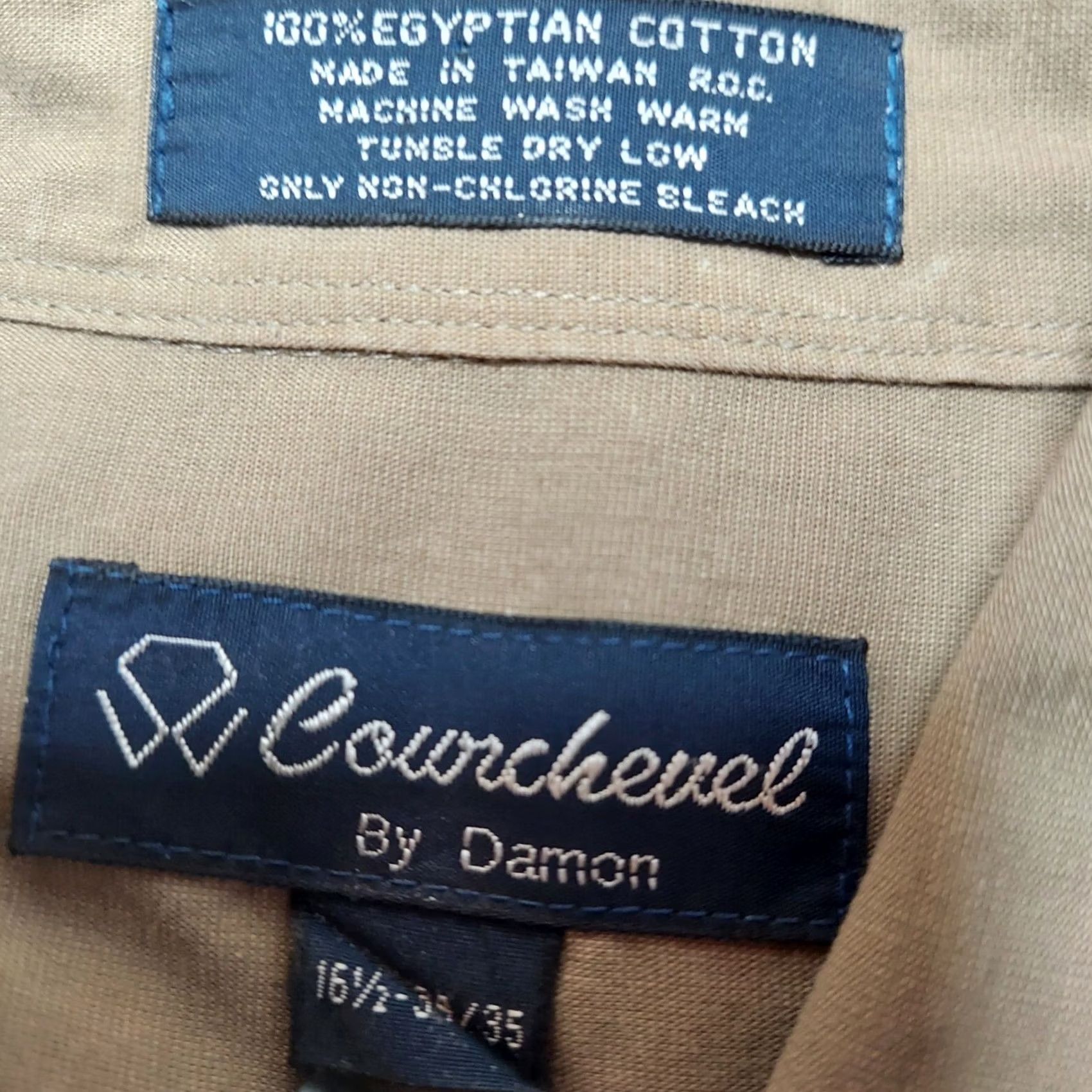 Vintage Damon Courchevel Mens Egyptian Cotton Button-Up Dress Shirt Tan Sz 16.5-34/35 - Long Sleeve, Solid, Regular Fit, Casual Size 42R - 4 Thumbnail