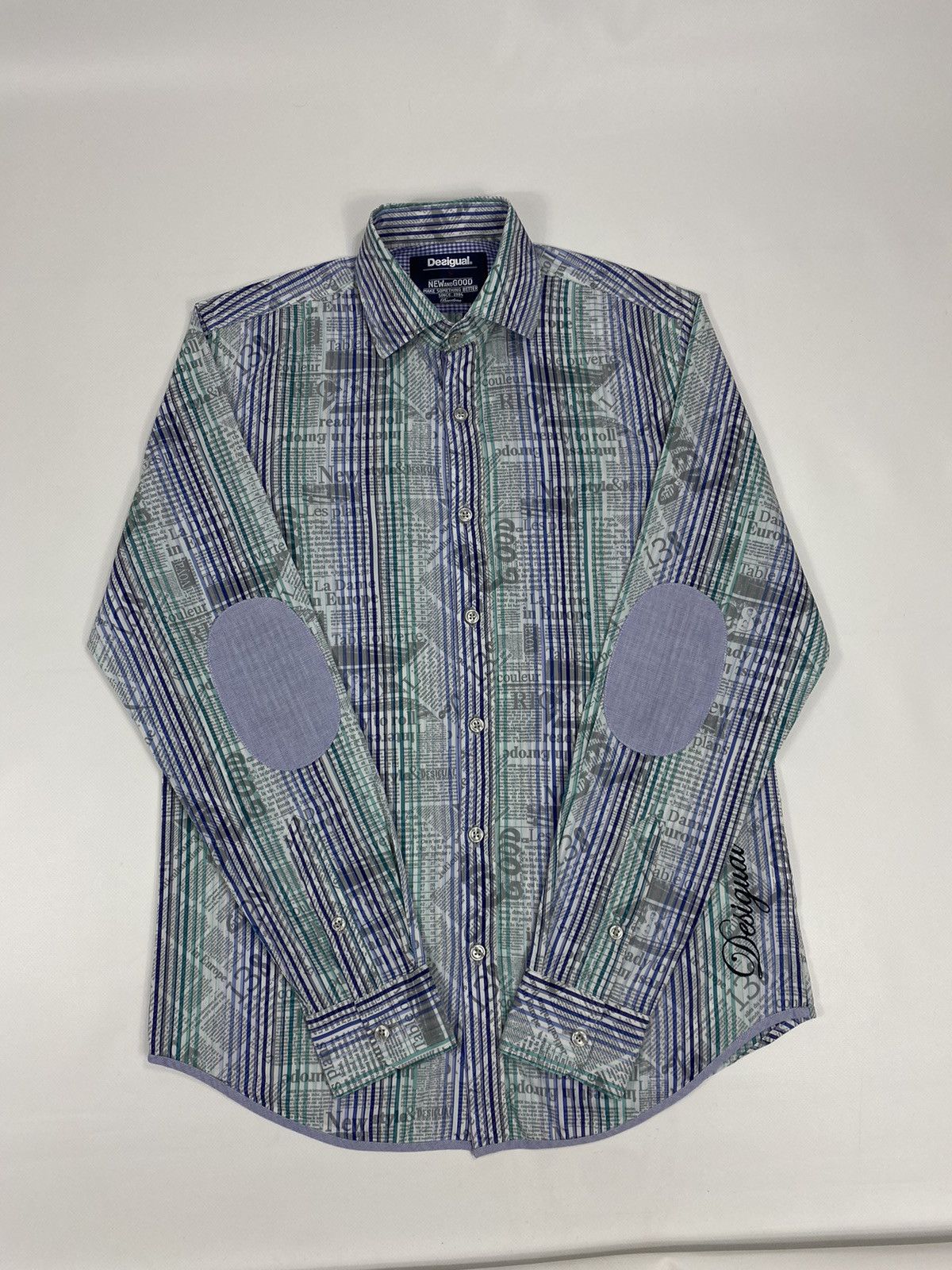 Desigual 🔥LASTDROP🔥 Newspaper Gazette Galliano Style Striped Shirt Size US S / EU 44-46 / 1 - 18 Thumbnail