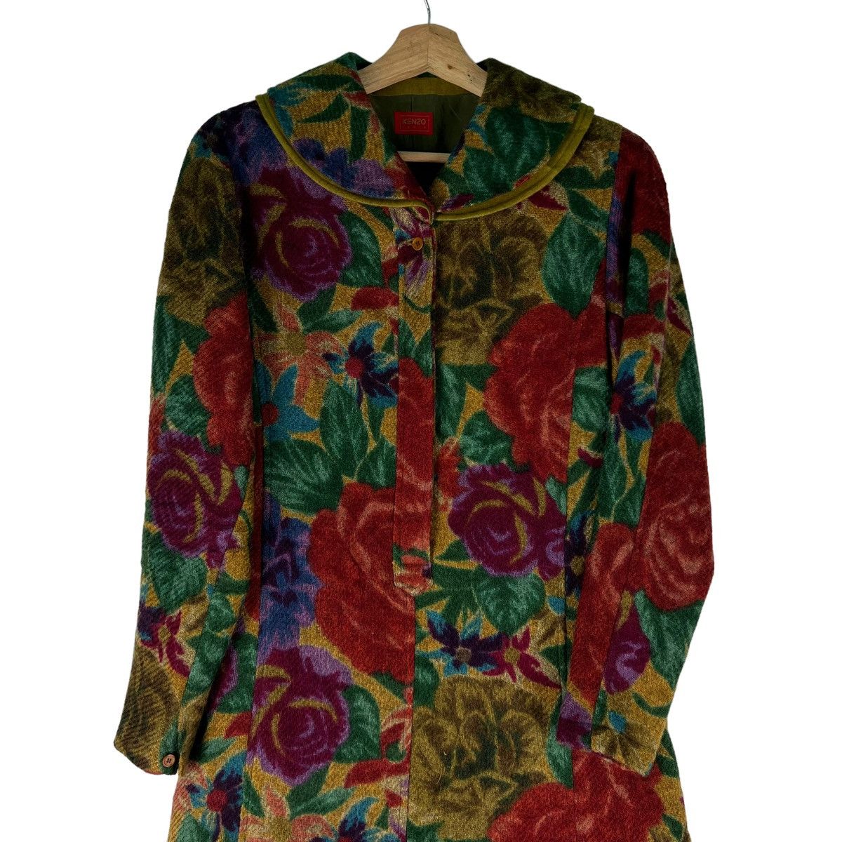 Kenzo 🔥VINTAGE KENZO LONG JACKET WOOL FULL PRINT FLOWER DESIGN Size M / US 6-8 / IT 42-44 - 2 Thumbnail