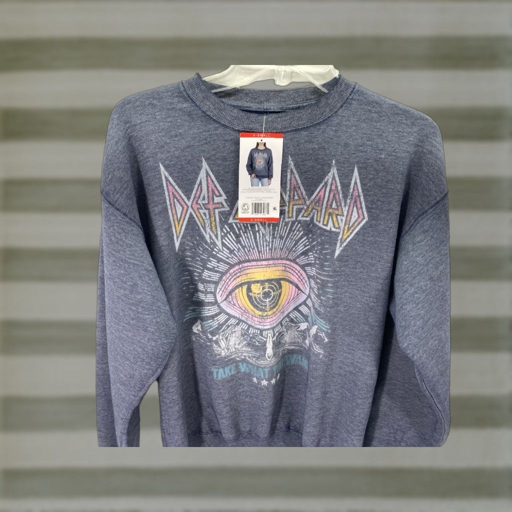 Vintage Def Leppard Sweatshirt Women XS Gray Long Sleeve Take What You Want Pullover Shirt Size XS / US 0-2 / IT 36-38 - 1 Thumbnail