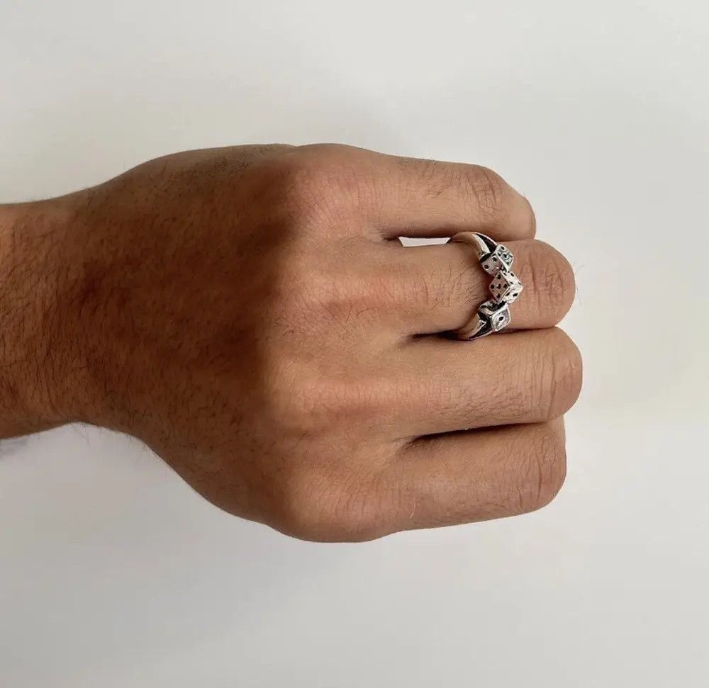 Jewelry Triple Dice Punk Adjustable Ring Size ONE SIZE - 3 Thumbnail