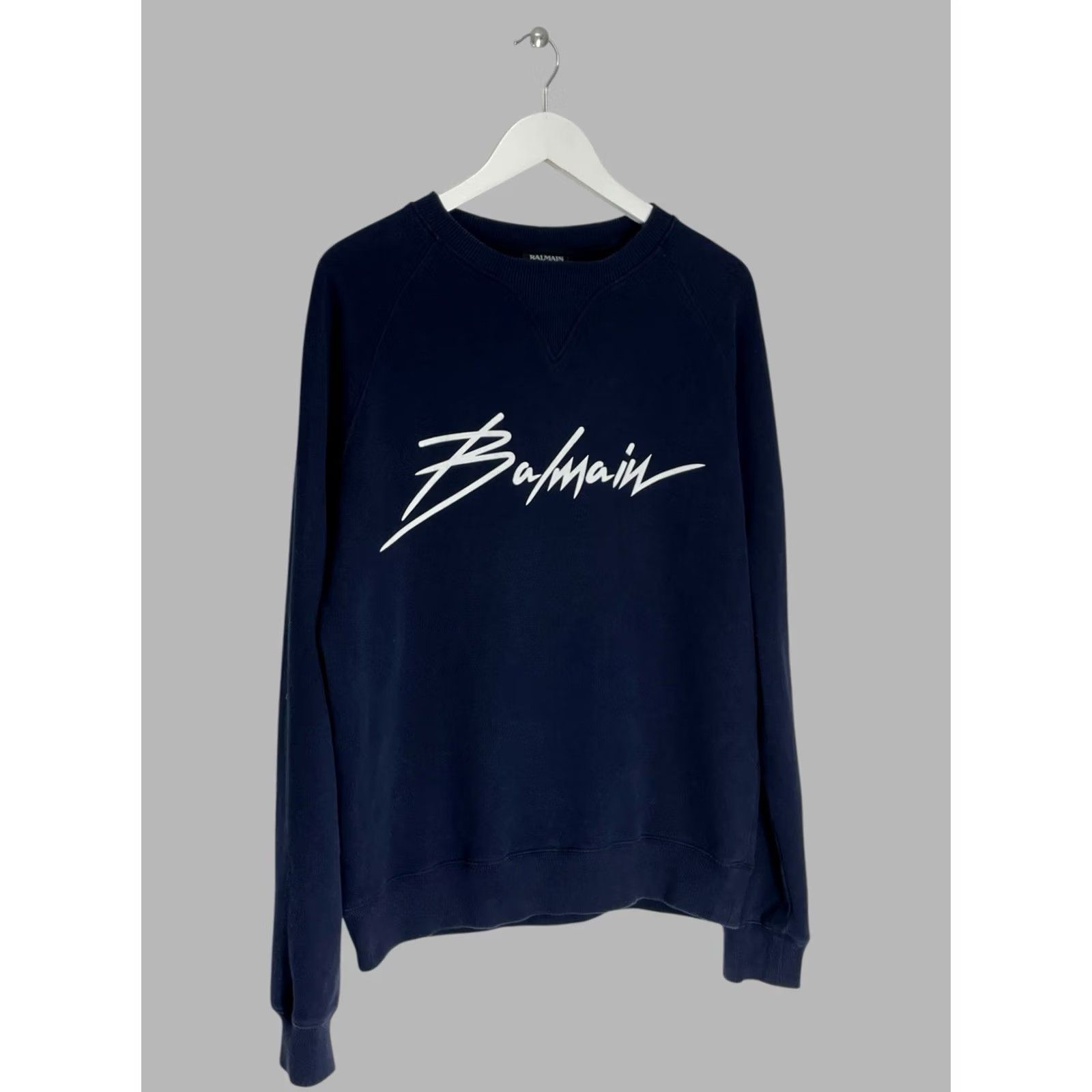 Balmain Balmain Sweatshirt Mens L Logo Crew Neck Navy Blue Designer Paris Pullover Regular All Seasons Size US L / EU 52-54 / 3 - 2 Thumbnail