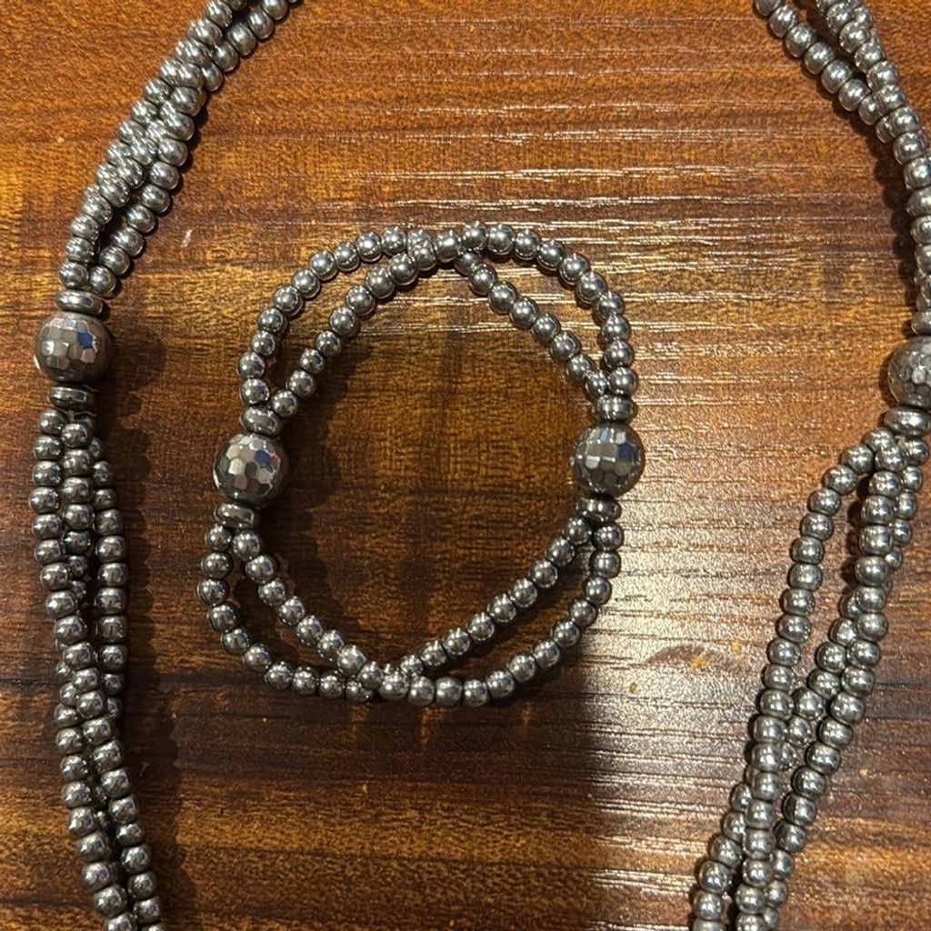 Other Silver Bead Necklace and Bracelet Set Size ONE SIZE - 2 Thumbnail