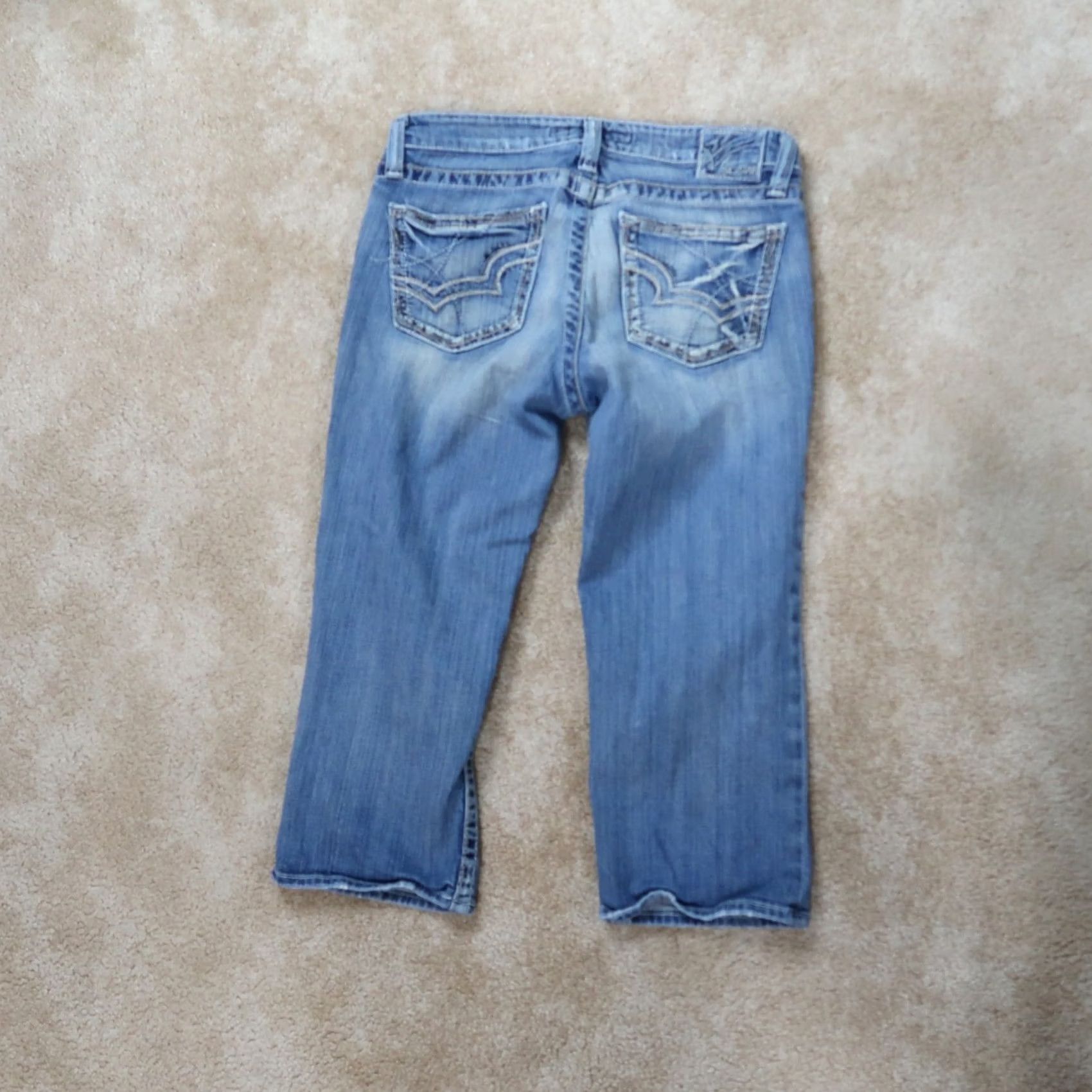 Denime BIG STAR Maddie Capri Jeans Women's 29 Blue stretch Denim Capris Slim 5-Pocket Embroidered Solid Color Jeans Mens? No, Women’s Slim Blue Capris 29 Size 29" - 7 Thumbnail