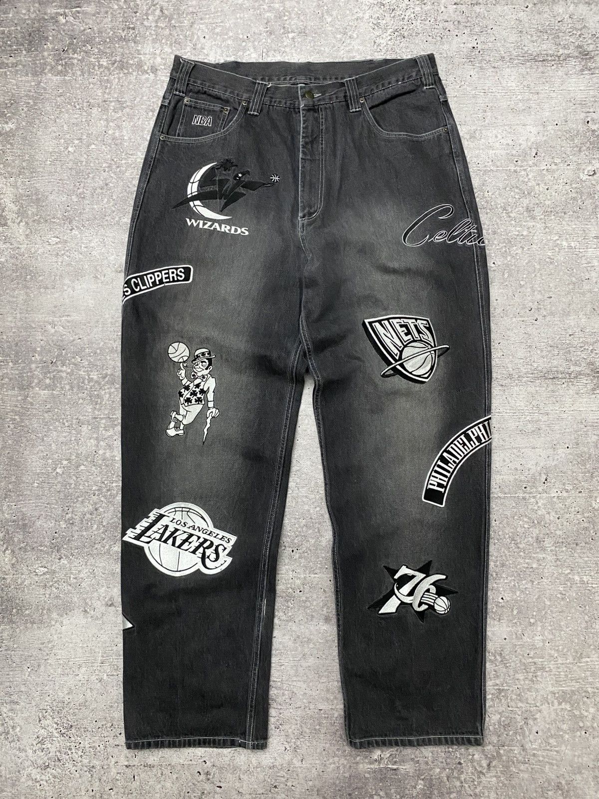 NBA UNK NBA All Team Wappen Denim Pants | Grailed