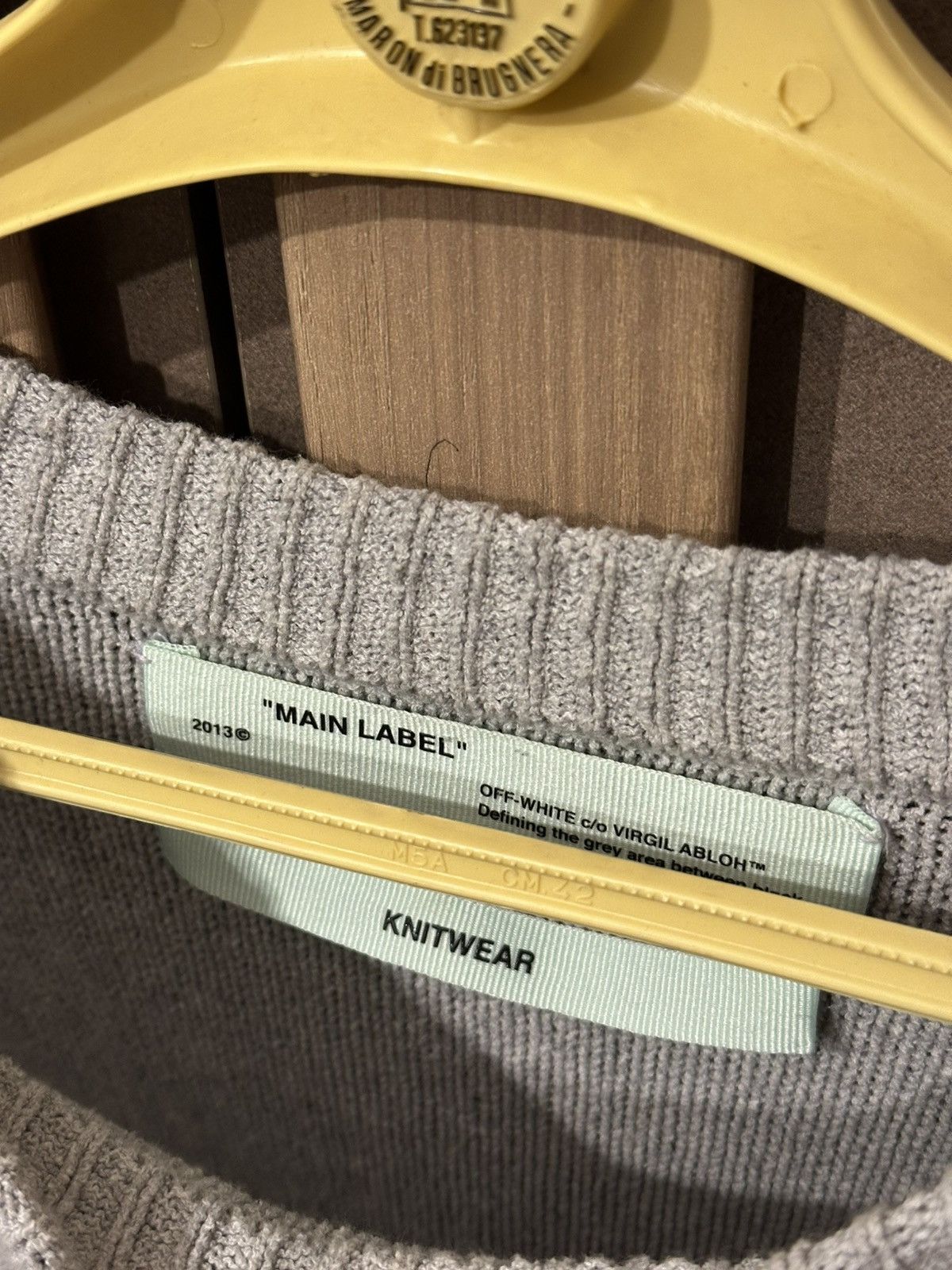 Off-White Off-White Distressed Logo Intarsia Wool Sweater Grey Size M Size US M / EU 48-50 / 2 - 6 Thumbnail