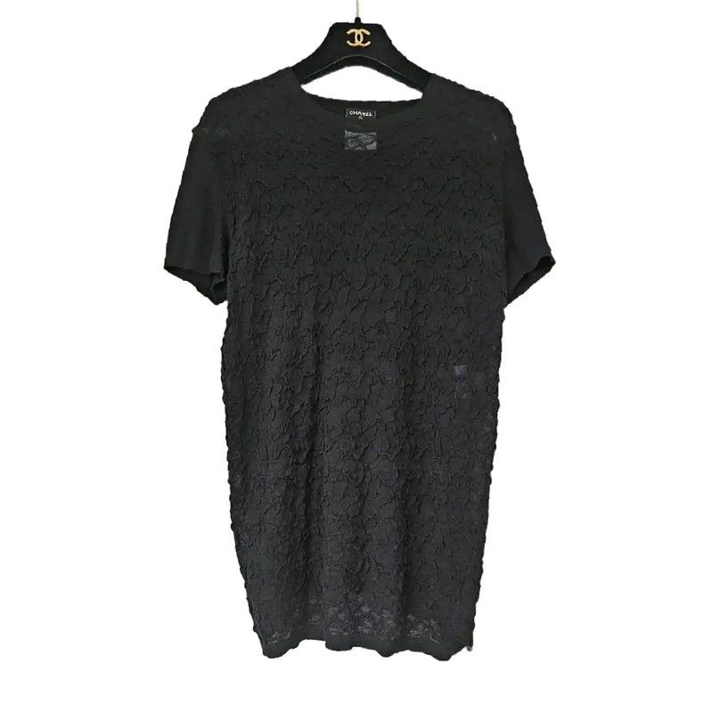 Chanel Chanel Black Wool Short Sleeve T-Shirt 0089 Size M / US 6-8 / IT 42-44 - 1 Thumbnail