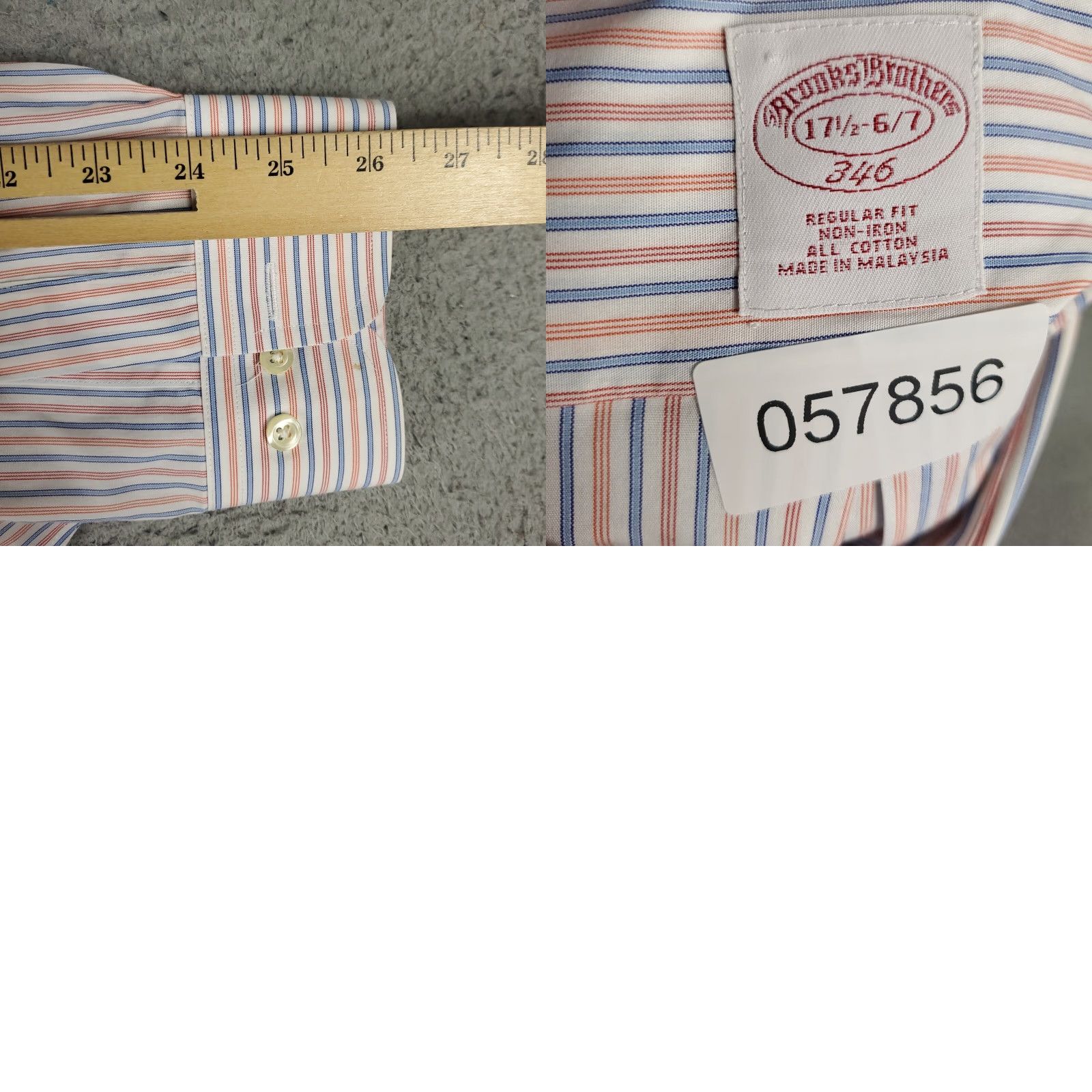 Brooks Brothers Brooks Brothers Dress Shirt Mens Regular 17.5 Blue Striped Long Sleeve Button Up Size 46R - 8 Thumbnail