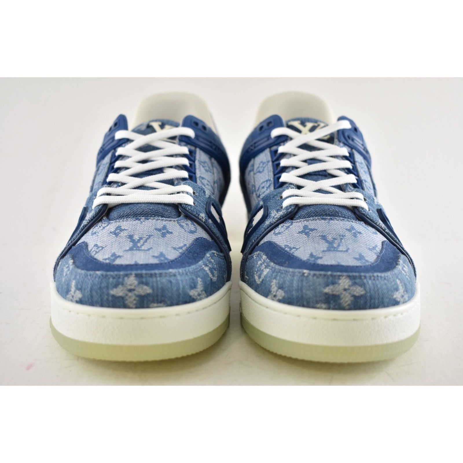 Louis Vuitton Louis Vuitton Blue Denim Monogram LV Logo Low Top Trainer Size US 10 / EU 43 - 8 Thumbnail