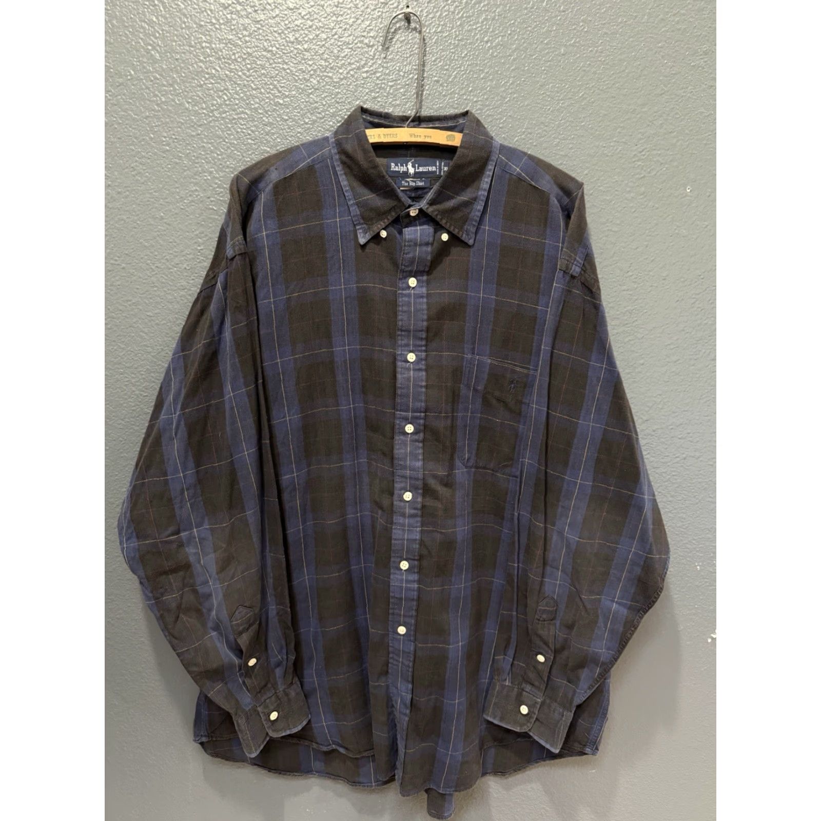 Polo Ralph Lauren VINTAGE Polo Ralph Lauren Big Shirt Blue Cotton Plaid Button-Up XL Mens Shirt Size US XL / EU 56 / 4 - 4 Thumbnail