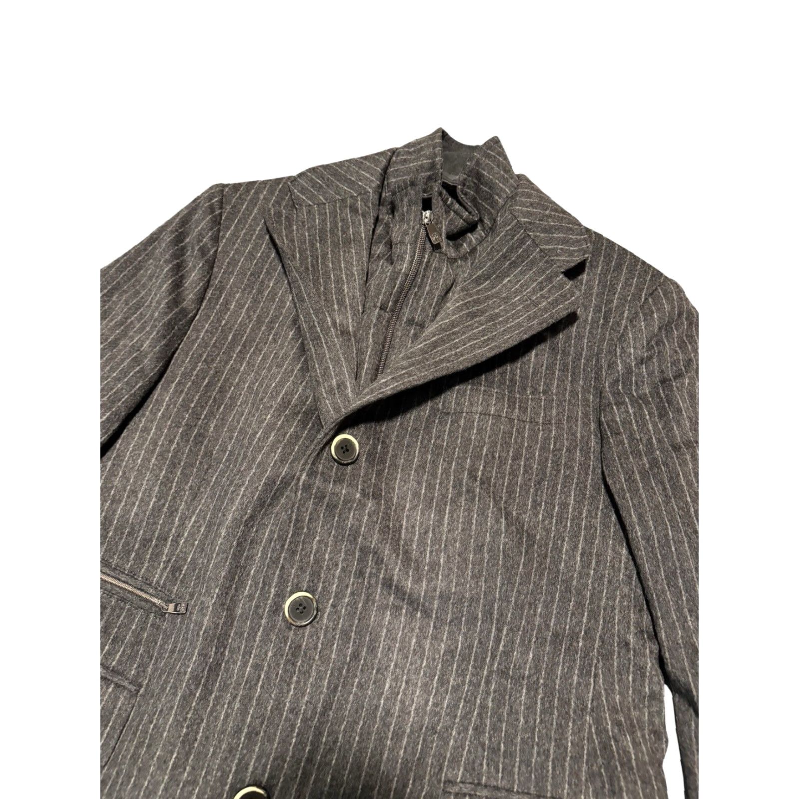 Corneliani Corneliani ID Italy Men Overcoat Pinstripe Wool Long Zip Bib 54R Grey XXX Wool Lining Regular Coat Mens Size US L / EU 52-54 / 3 - 6 Thumbnail