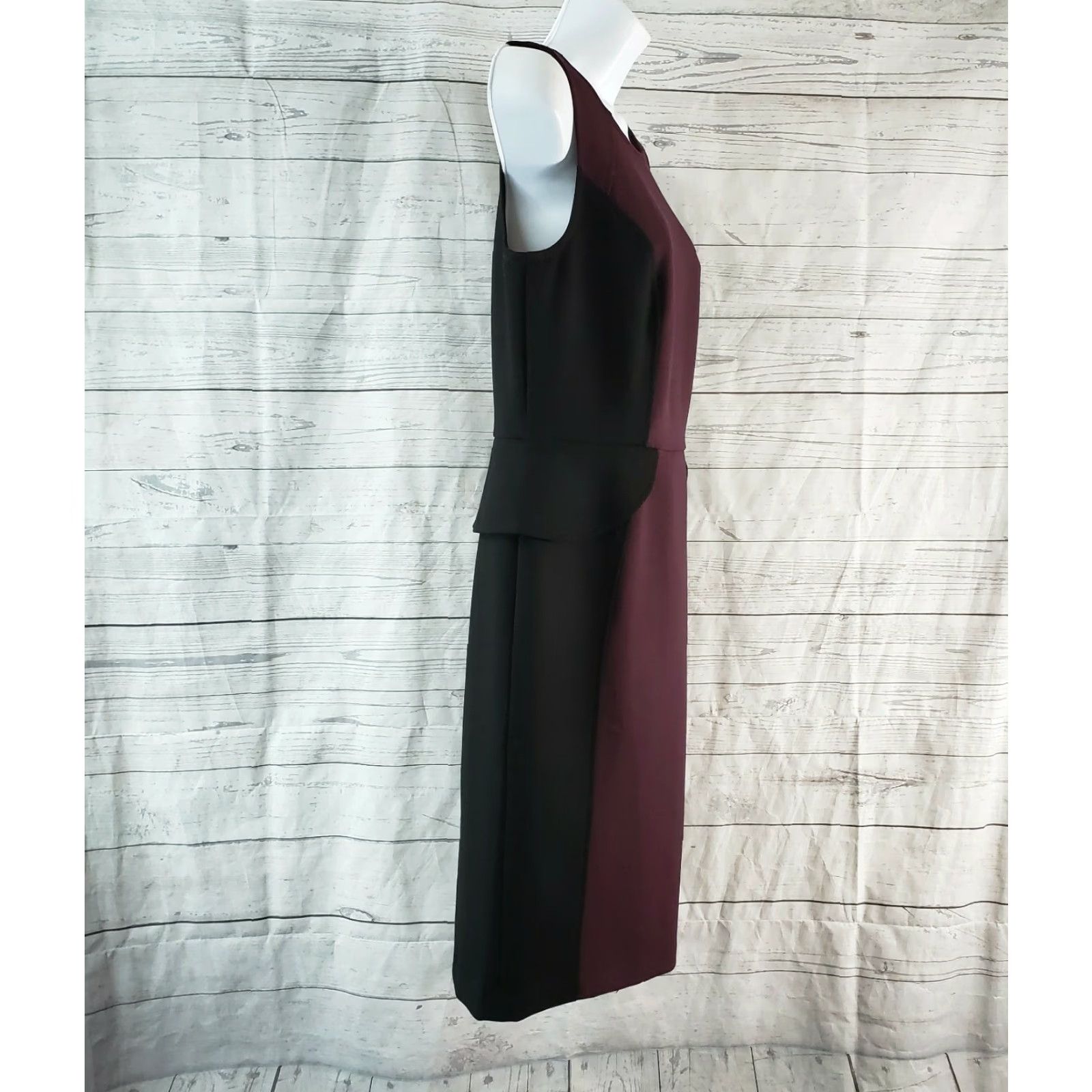 Loft Ann Taylor LOFT Dress Womens Sz 6 Black Burgundy Sleeveless Ponte Knit Size M / US 6-8 / IT 42-44 - 3 Thumbnail