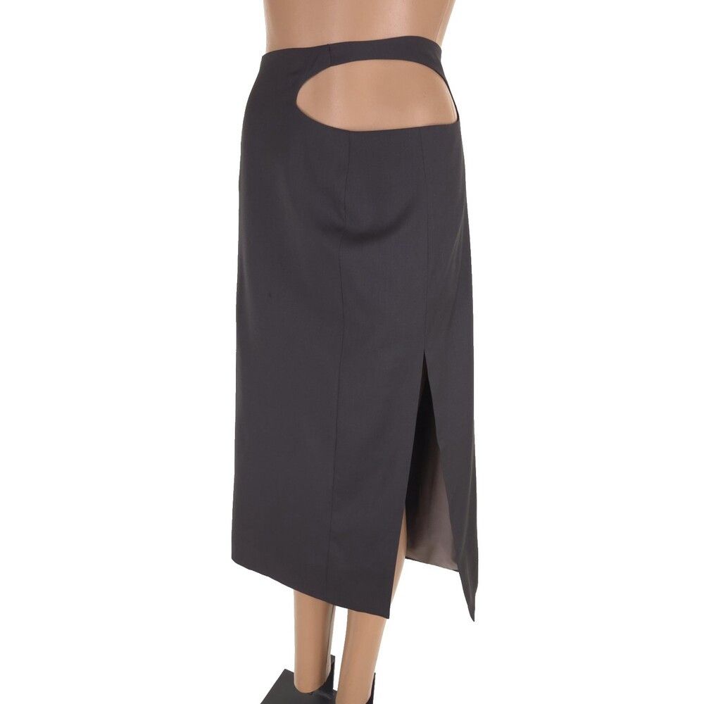 LOW CLASSIC LOW CLASSIC Curve Hole Midi Skirt Size M Gray Keyhole Waist Size 30" / US 8 / IT 44 - 5 Thumbnail