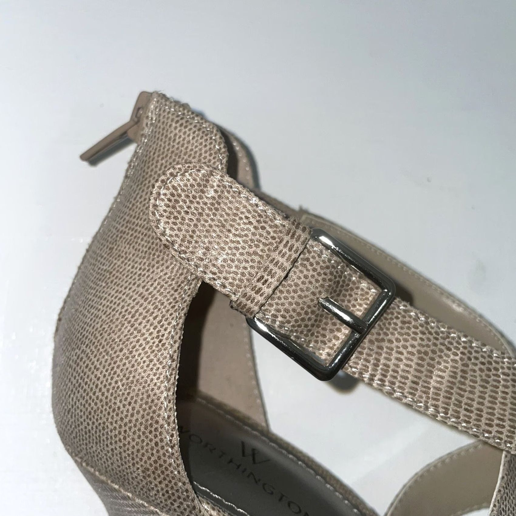 Worthington Worthington Cari Taupe High Heeled Sandal Women Size 7 M Zipper Back Open Toe Snakeskin Pattern Stiletto Heel 3.5 in Party/Cocktail Shoes Size US 7 / IT 37 - 5 Thumbnail
