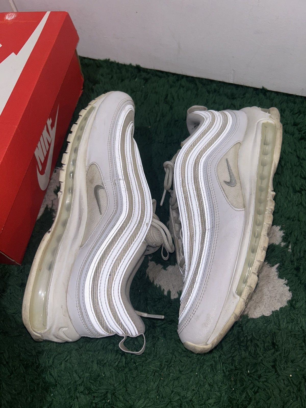 Nike Size 10.5 - Nike Air Max 97 Triple White Wolf Gray Preowned Size US 10.5 / EU 43-44 - 3 Thumbnail