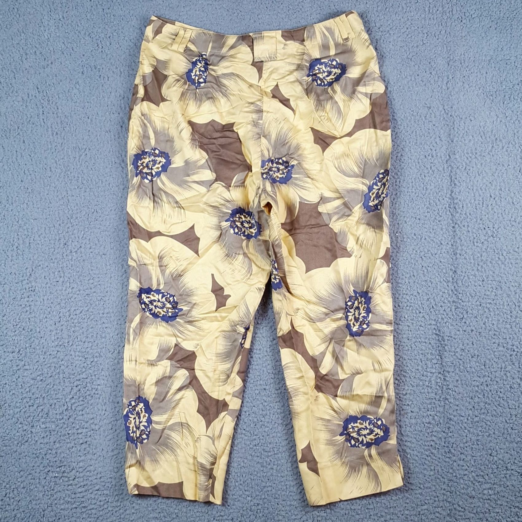 Vintage Vintage Jamie Sadock Capris Women's 8 Yellow Floral Silk Flower Capri Pants Size 30" / US 8 / IT 44 - 4 Thumbnail
