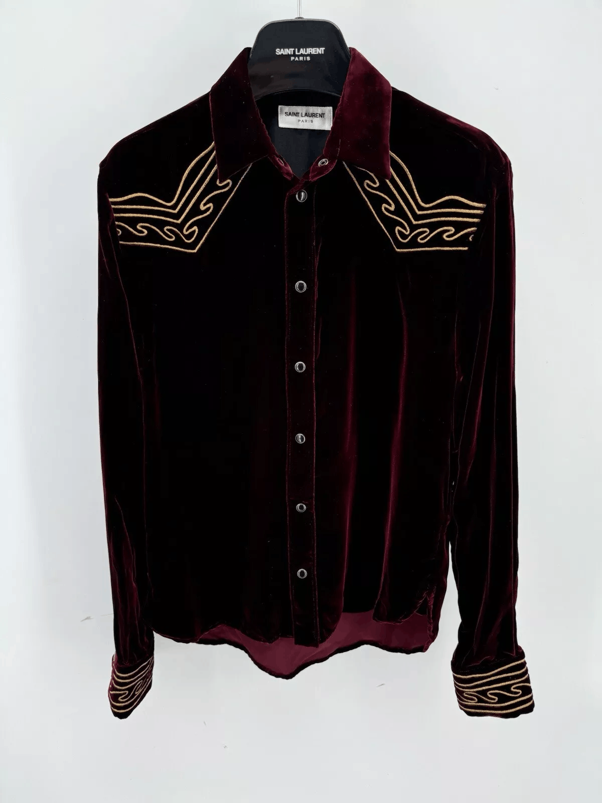Yves Saint Laurent Saint Laurent Velour Shirt Size 38 / 15 Medium Size US M / EU 48-50 / 2 - 1 Thumbnail