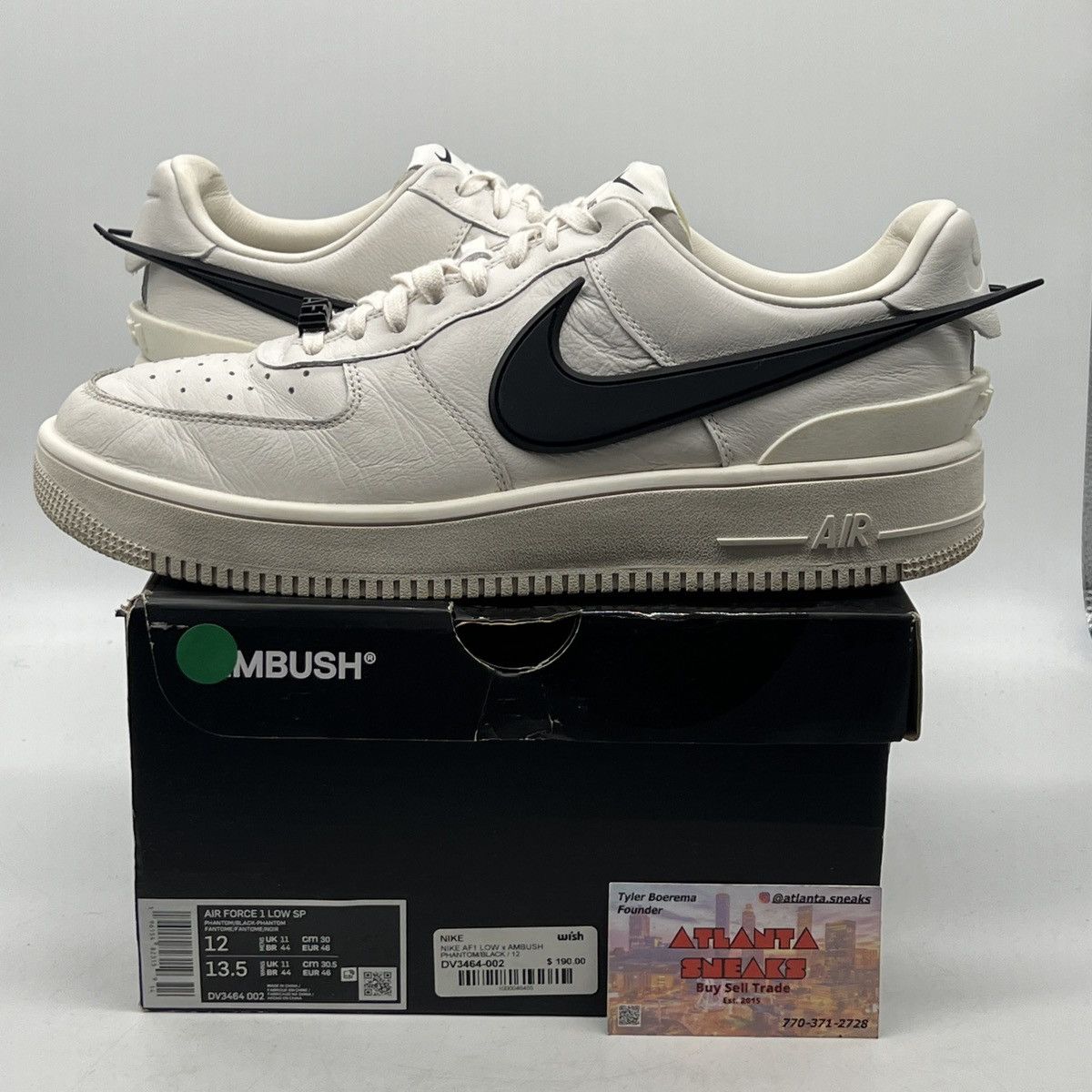 image of Ambush X Air Force 1 Low Phantom Shoes in White, Men's (Size 12)