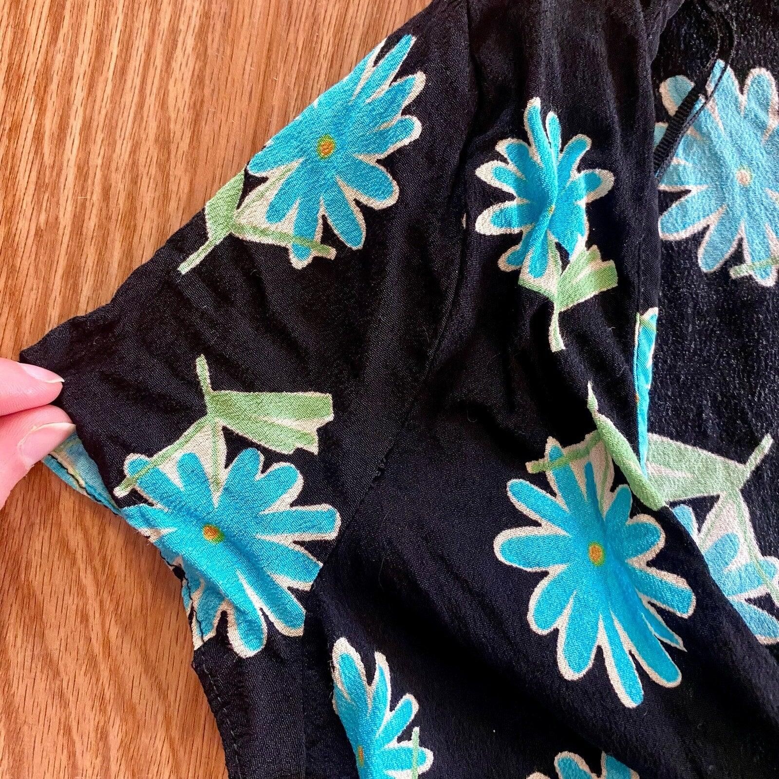 Zara Zara Black Floral Daisy Peplum Blouse Top Womens Small Size S / US 4 / IT 40 - 4 Thumbnail