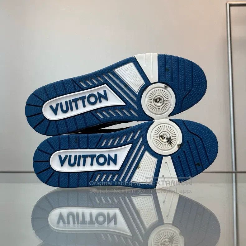 Louis Vuitton Louis Vuitton Trainer 24 White and Blue Denim shoes Size US 7 / EU 40 - 7 Thumbnail