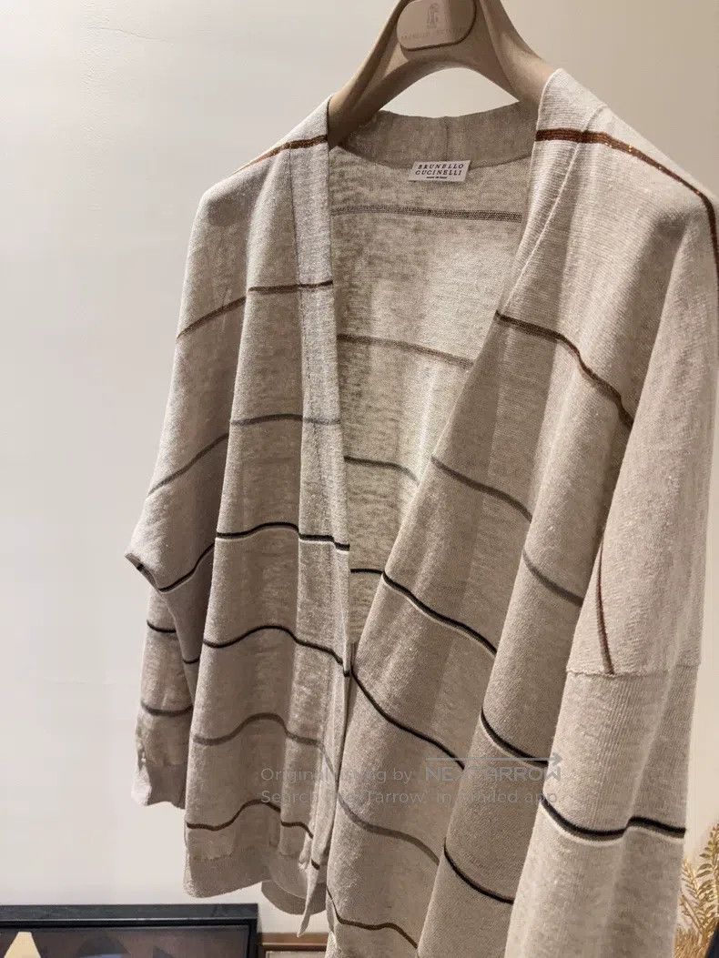 Brunello Cucinelli Brunello Cucinelli Striped linen cardigan Size S / US 4 / IT 40 - 3 Thumbnail