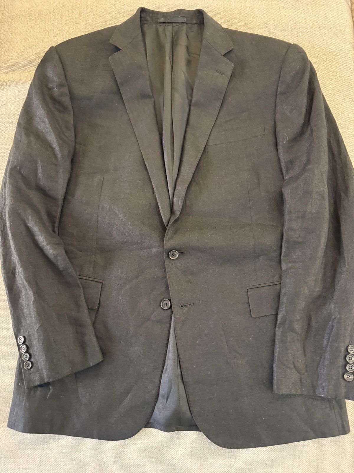 Ralph Lauren Black Label × Vintage Ralph Lauren Made in Italy Linen Black Label Jacket 44R Size 44R - 8 Thumbnail