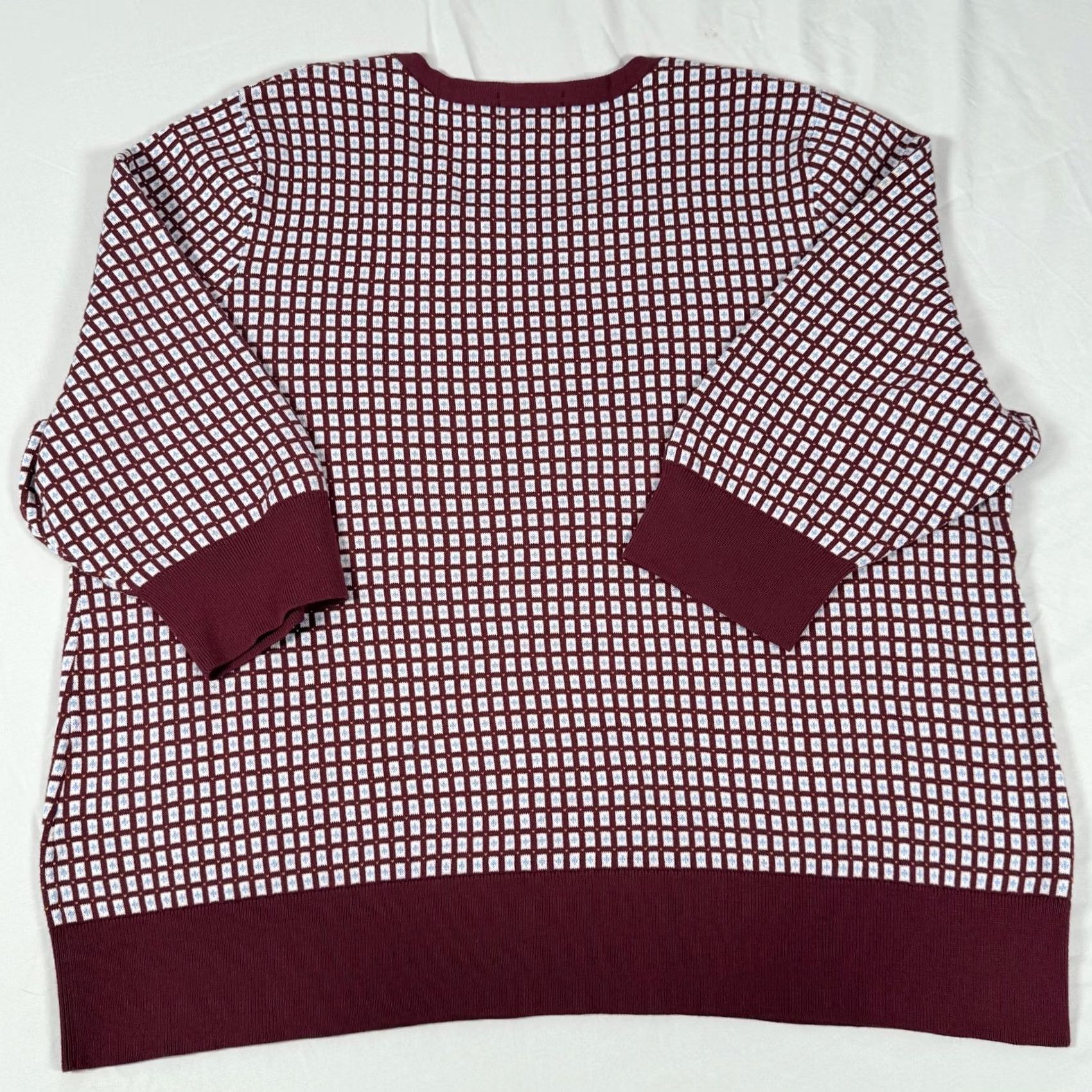 Lands' End VINTAGE Lands' End Womens 3X Burgundy Supima Cotton Grid Knit Crewneck Pullover Sweater Size XXL / US 16-18 / IT 52-54 - 7 Thumbnail