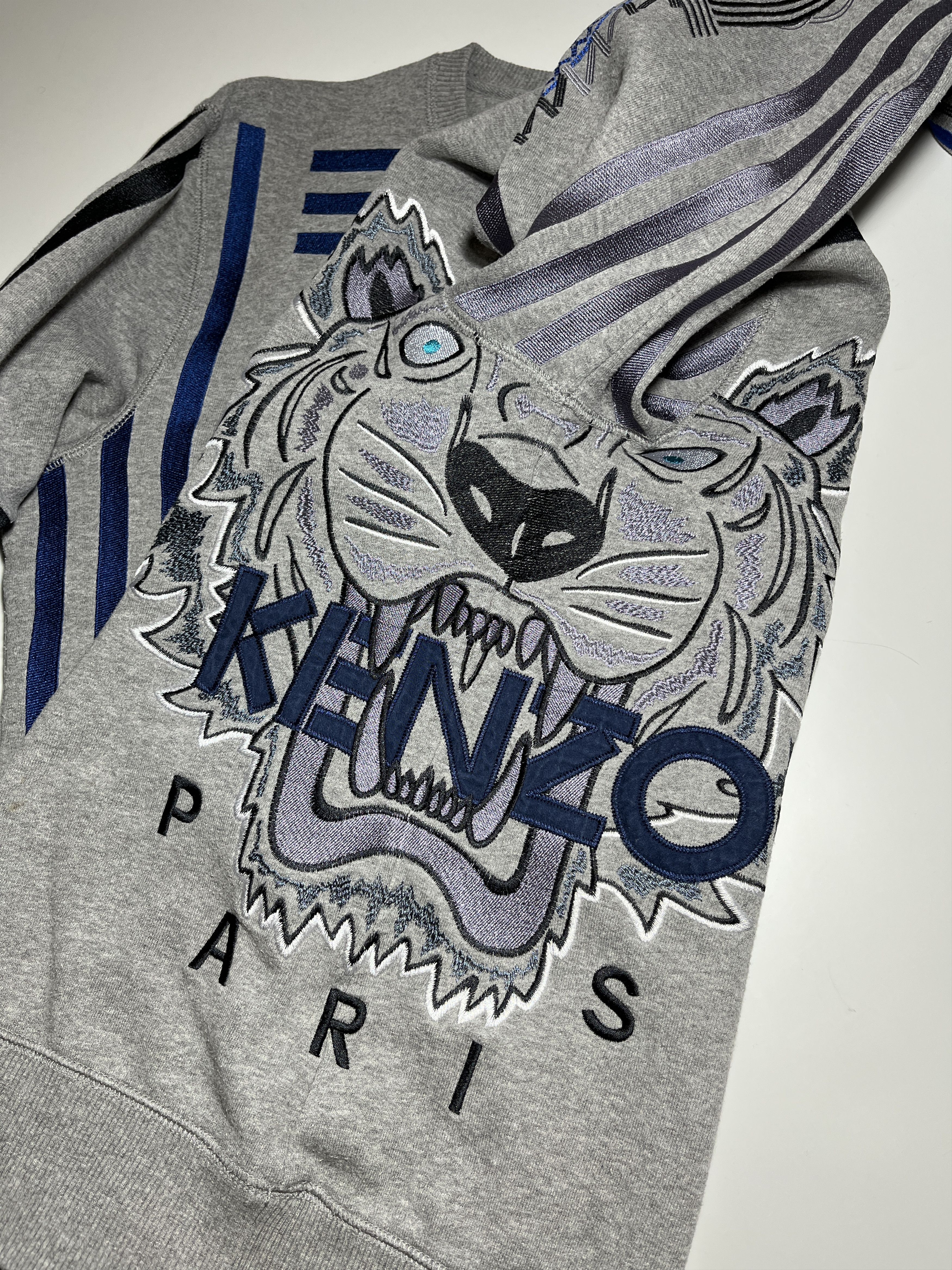 Kenzo Kenzo Embroidered Tiger Geometric Gray Sweatshirt Size M Size US M / EU 48-50 / 2 - 8 Thumbnail