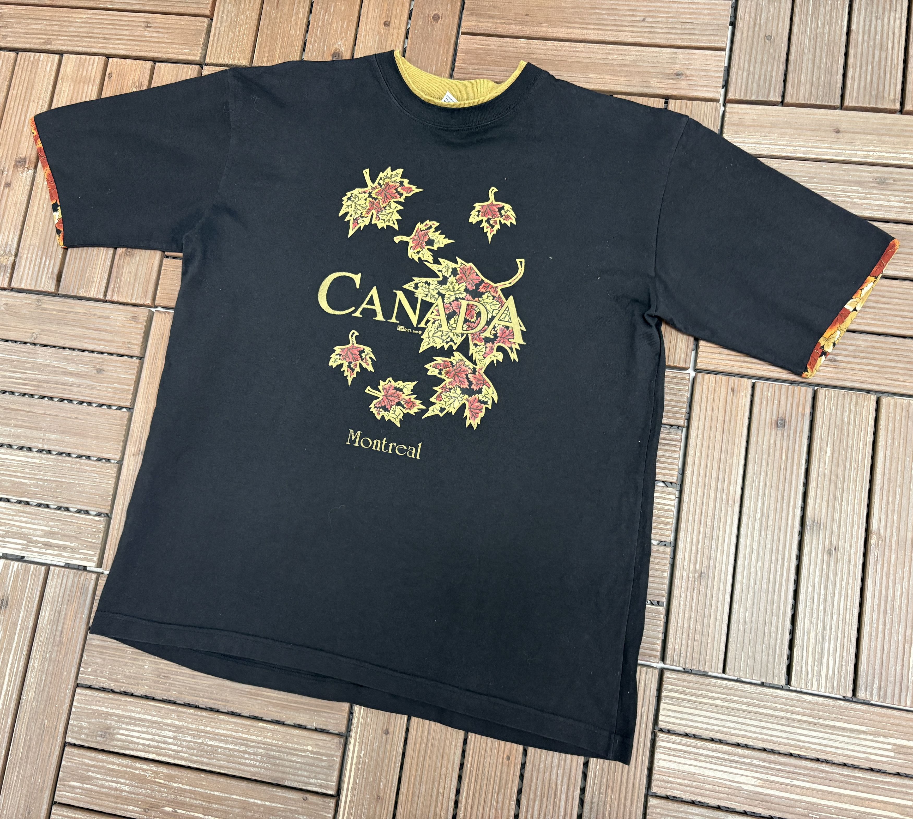 Vintage Montreal, Canada Maple Leaves Vintage Black T-Shirt Tee Size US L / EU 52-54 / 3 - 3 Thumbnail