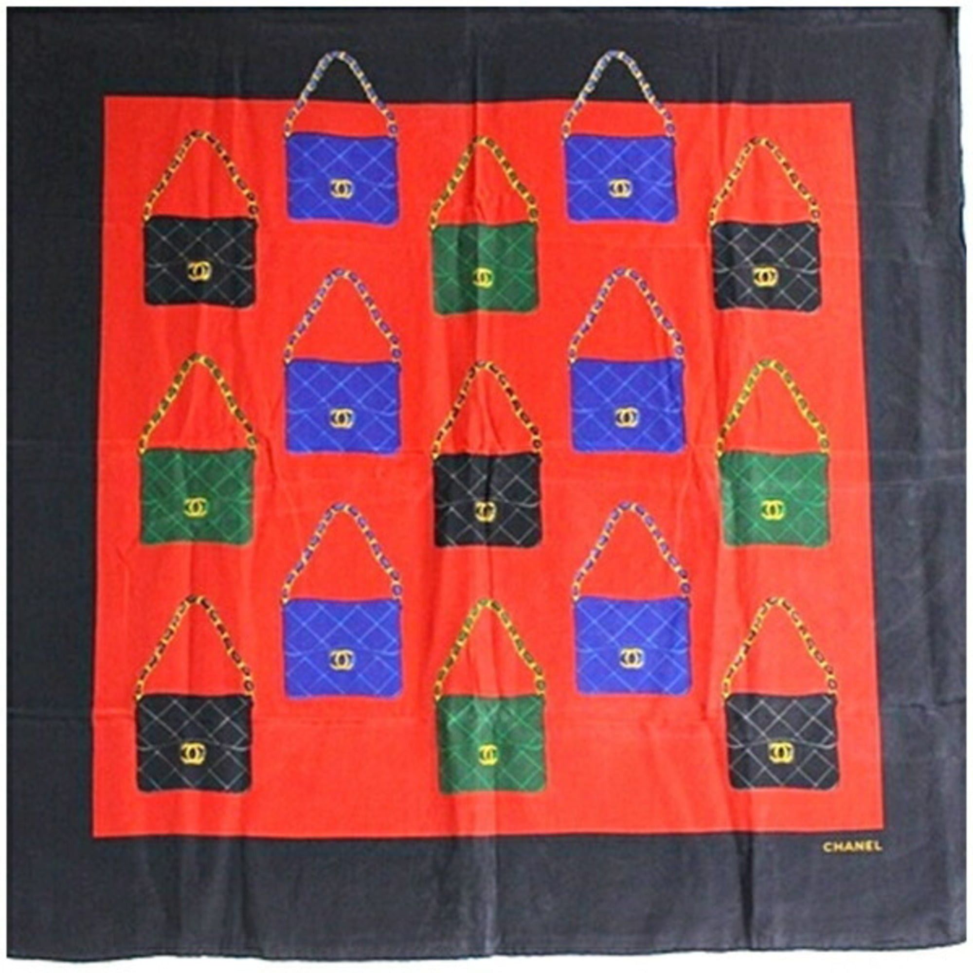 Chanel Chanel Scarf/Muffler, Black x Red, Bag Pattern, CHANEL, Women's Size ONE SIZE - 1 Thumbnail