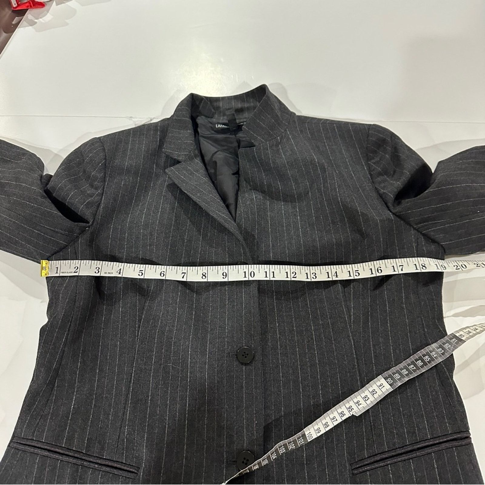 Lafayette 148 Lafayette 148 Wool Blend Gray Pinstripe Blazer Jacket Sz 12 Size XL / US 12-14 / IT 48-50 - 9 Thumbnail