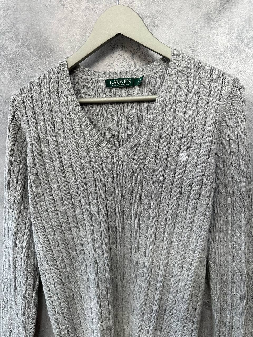 Lauren Ralph Lauren Lauren Ralph Lauren Cable Knit V-Neck Sweater Gray Jumper Size M / US 6-8 / IT 42-44 - 5 Thumbnail
