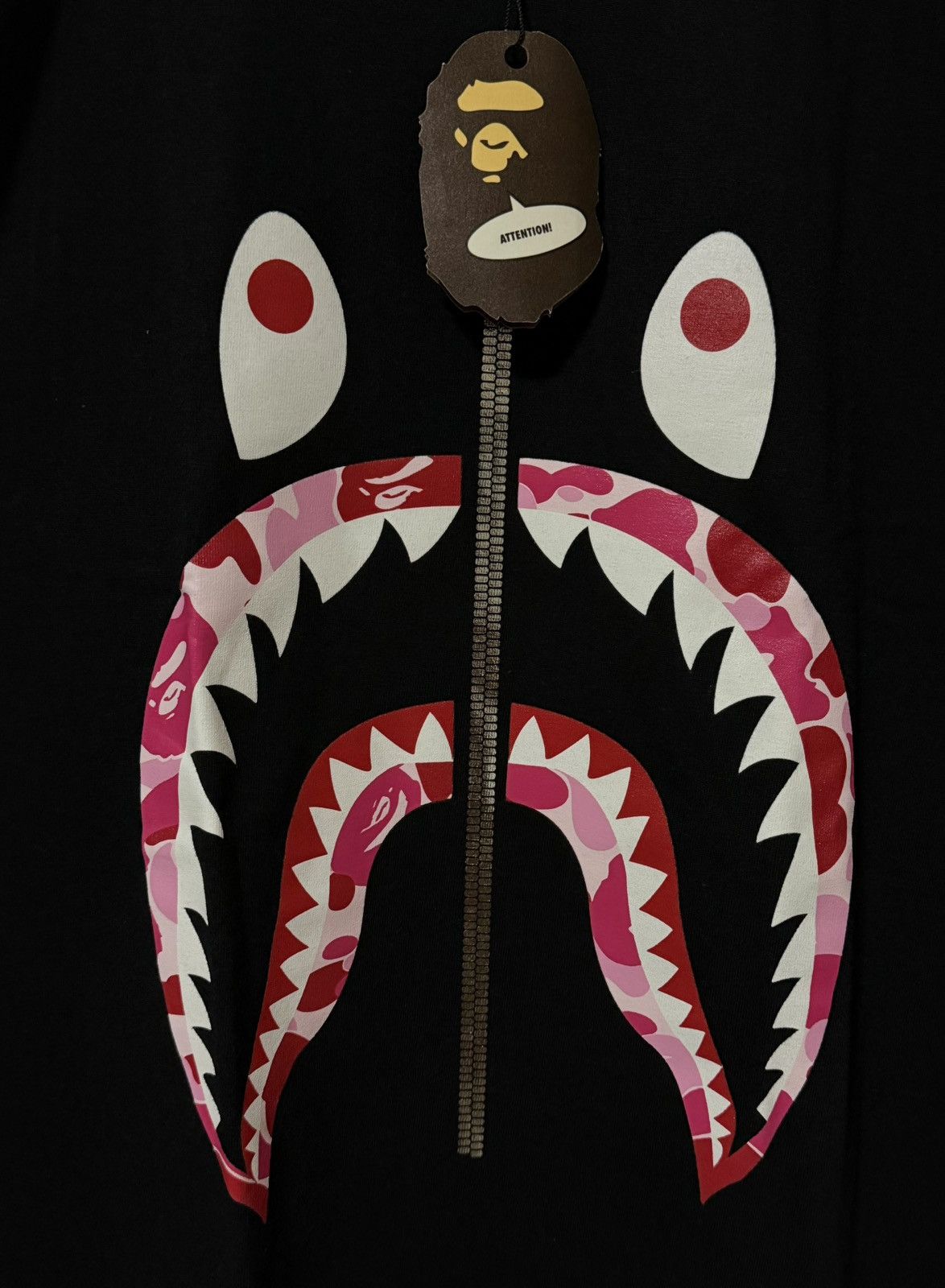 Bape Bape - Black/Pink Shark T-Shirt Size US XL / EU 56 / 4 - 6 Thumbnail
