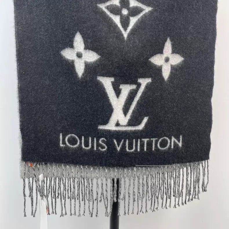 Louis Vuitton Louis Vuitton Black and grey full-print cashmere double-si Size ONE SIZE - 3 Thumbnail