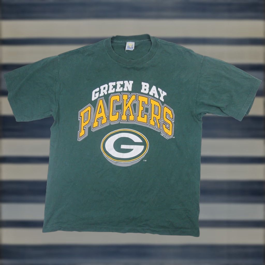 Vintage VINTAGE Green Bay Packers Mens XL T-Shirt Spellout Graphic Green Size US XL / EU 56 / 4 - 1 Thumbnail