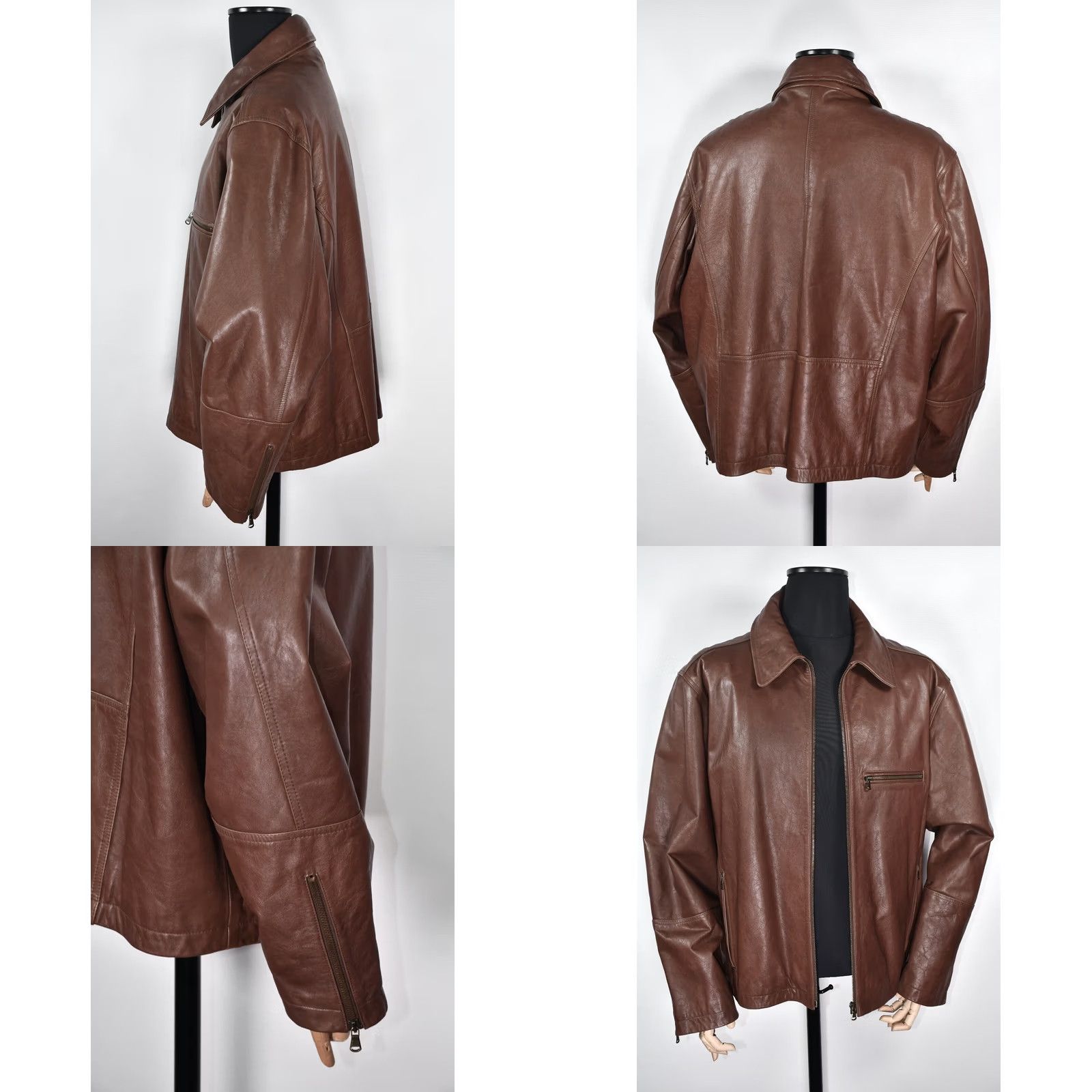 Marks & Spencer Marks & Spencer Leather Jacket Men XL Brown 100% Leather Zip Casual Chest 72cm Back Length 69cm 28.35 27.17 Size US XL / EU 56 / 4 - 8 Thumbnail