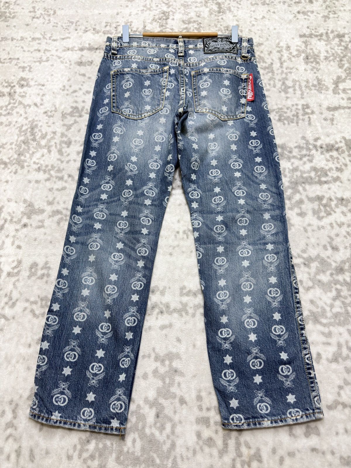If Six Was Nine Co & Lu Washed All Over Monogram Full Print Denim Jeans Size US 31 - 2 Thumbnail