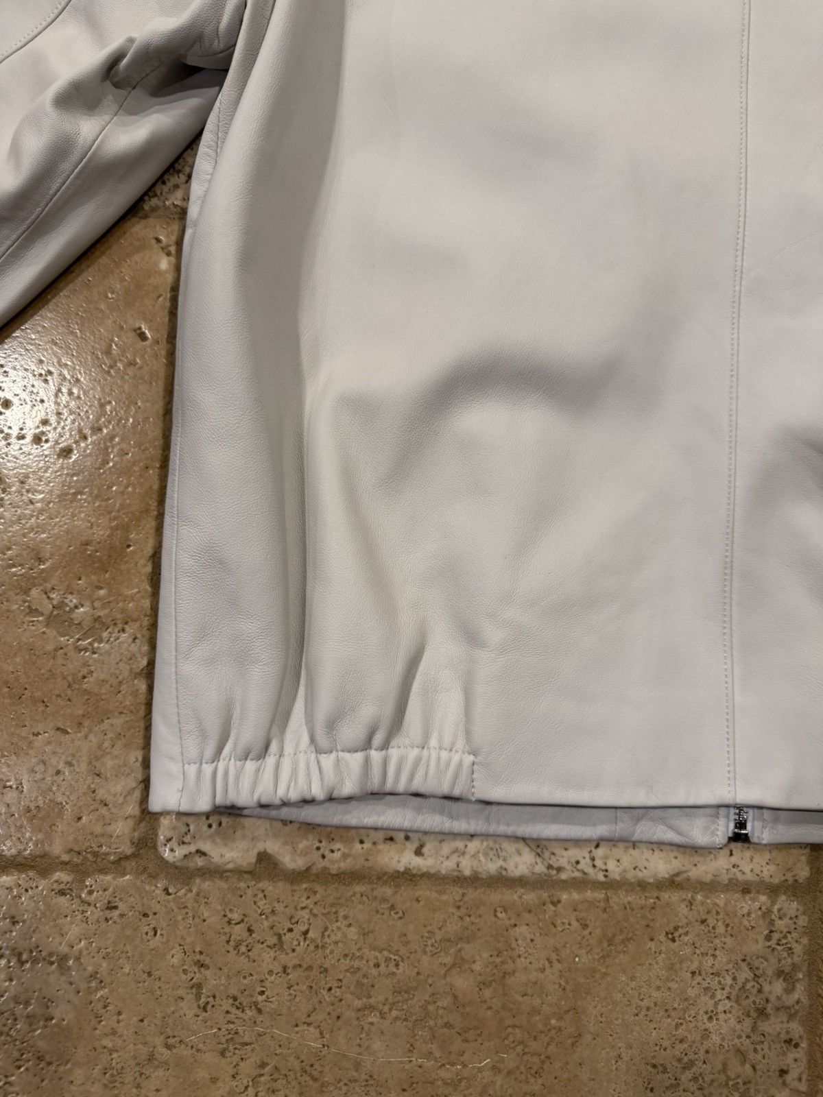 Prada Prada Nappa White / Light Grey Leather Zip Up Blouson Jacket Size US L / EU 52-54 / 3 - 11 Thumbnail