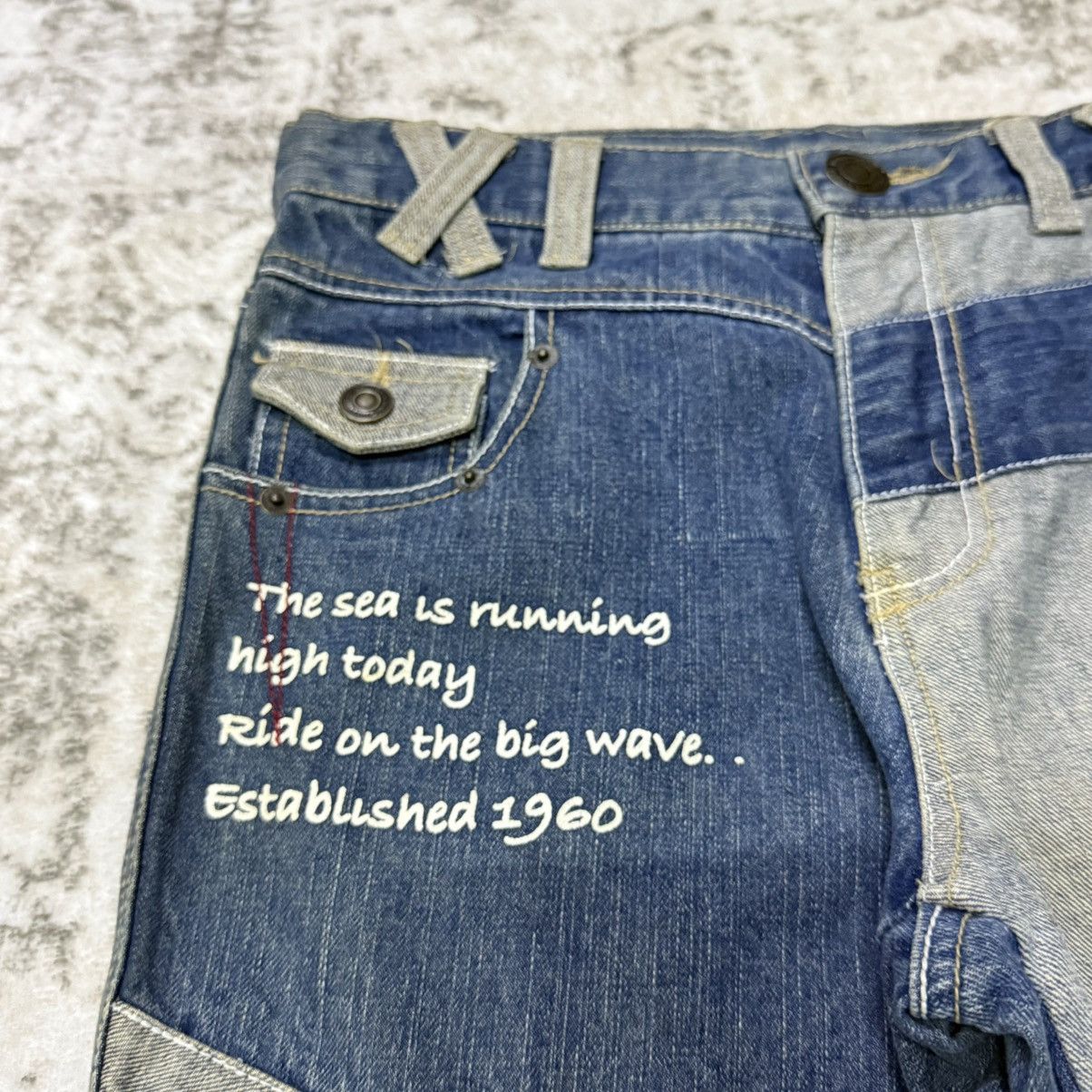 Japanese Brand Vintage Hang Ten Paneled Patchwork Reconstructed Jeans Size 28" / US 6 / IT 42 - 7 Thumbnail