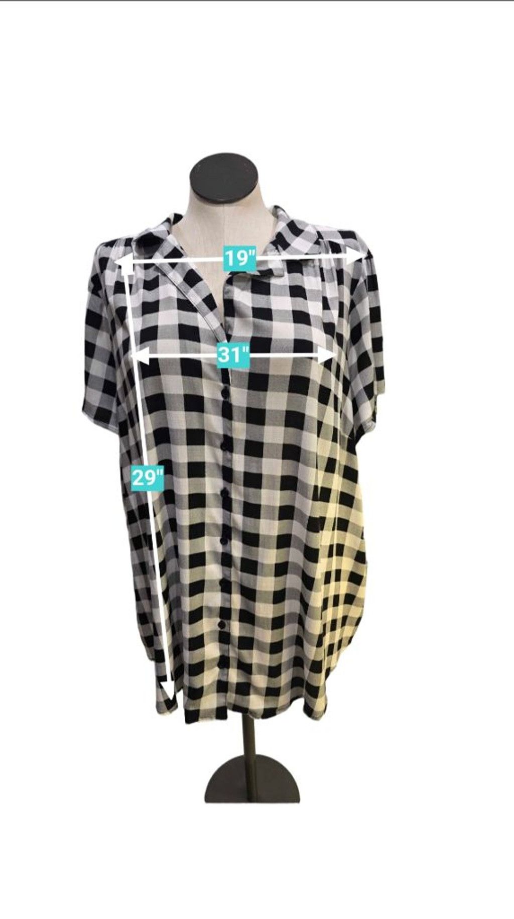 Torrid TORRID Black White Gingham Button Down Shirt Plus Size 4X Size 4XL / US 24-26 - 5 Thumbnail