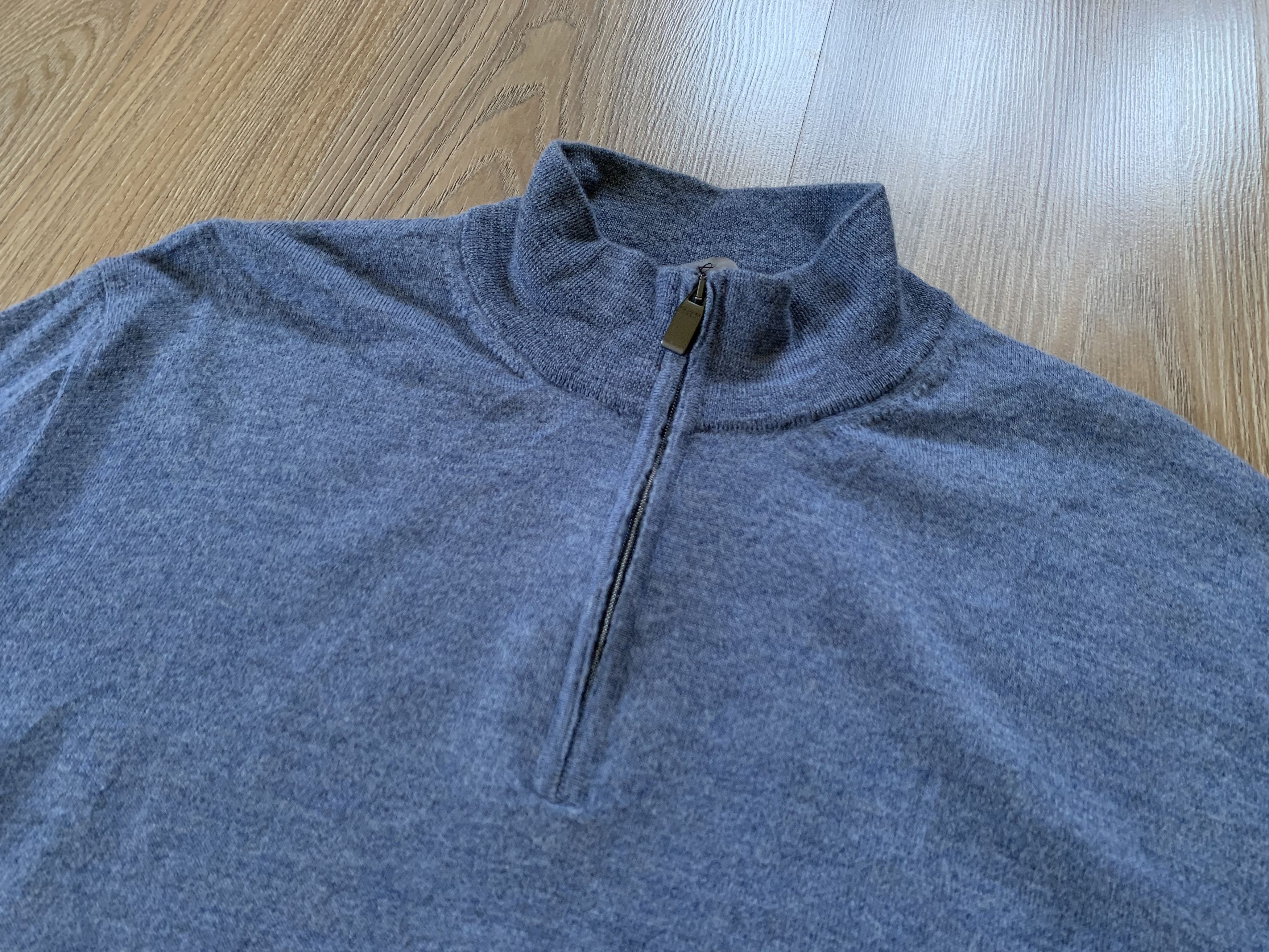 Canali Canali Light Blue Merino Wool Quarter Zip Sweater Size US L / EU 52-54 / 3 - 4 Thumbnail