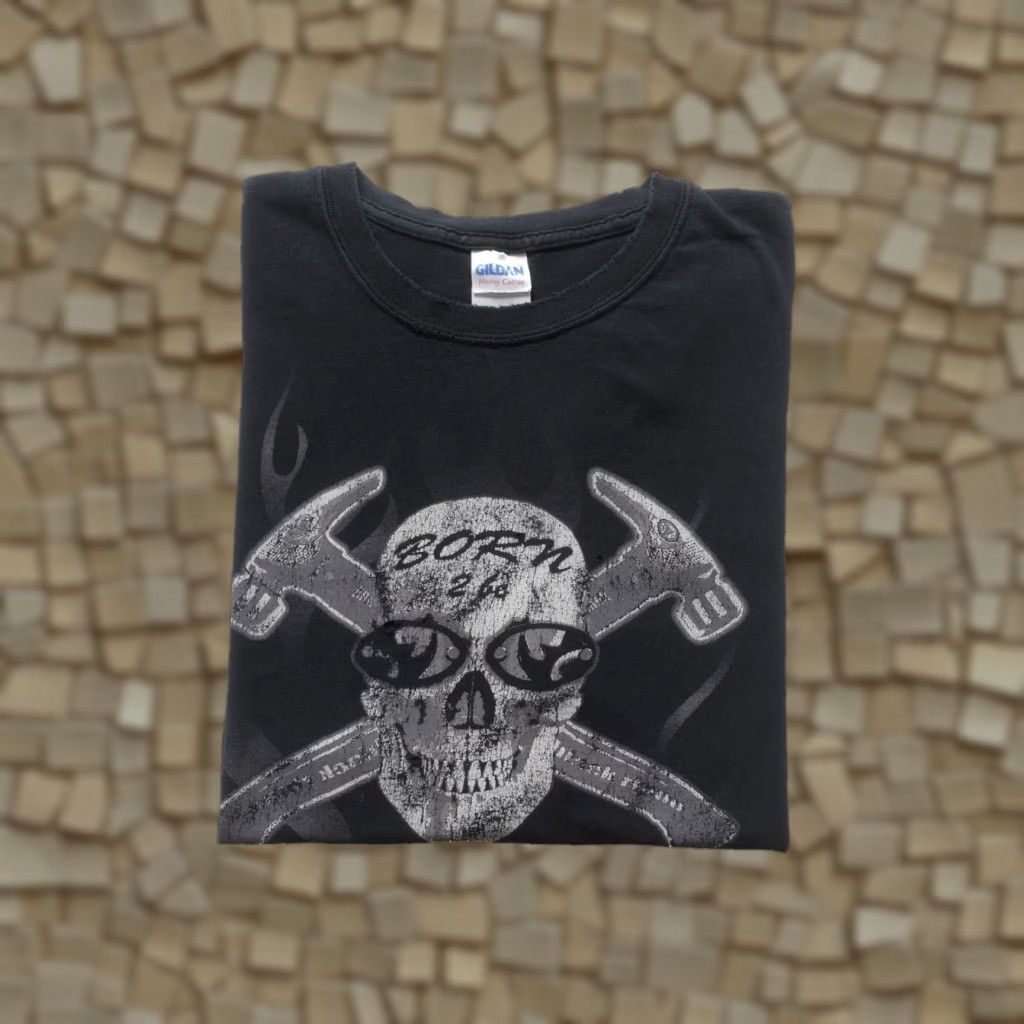 Gildan VINTAGE GILDAN T-SHIRT Skull Distressed Black 90s Y2K Born to Be Bold Men XL Size Size US XL / EU 56 / 4 - 1 Thumbnail