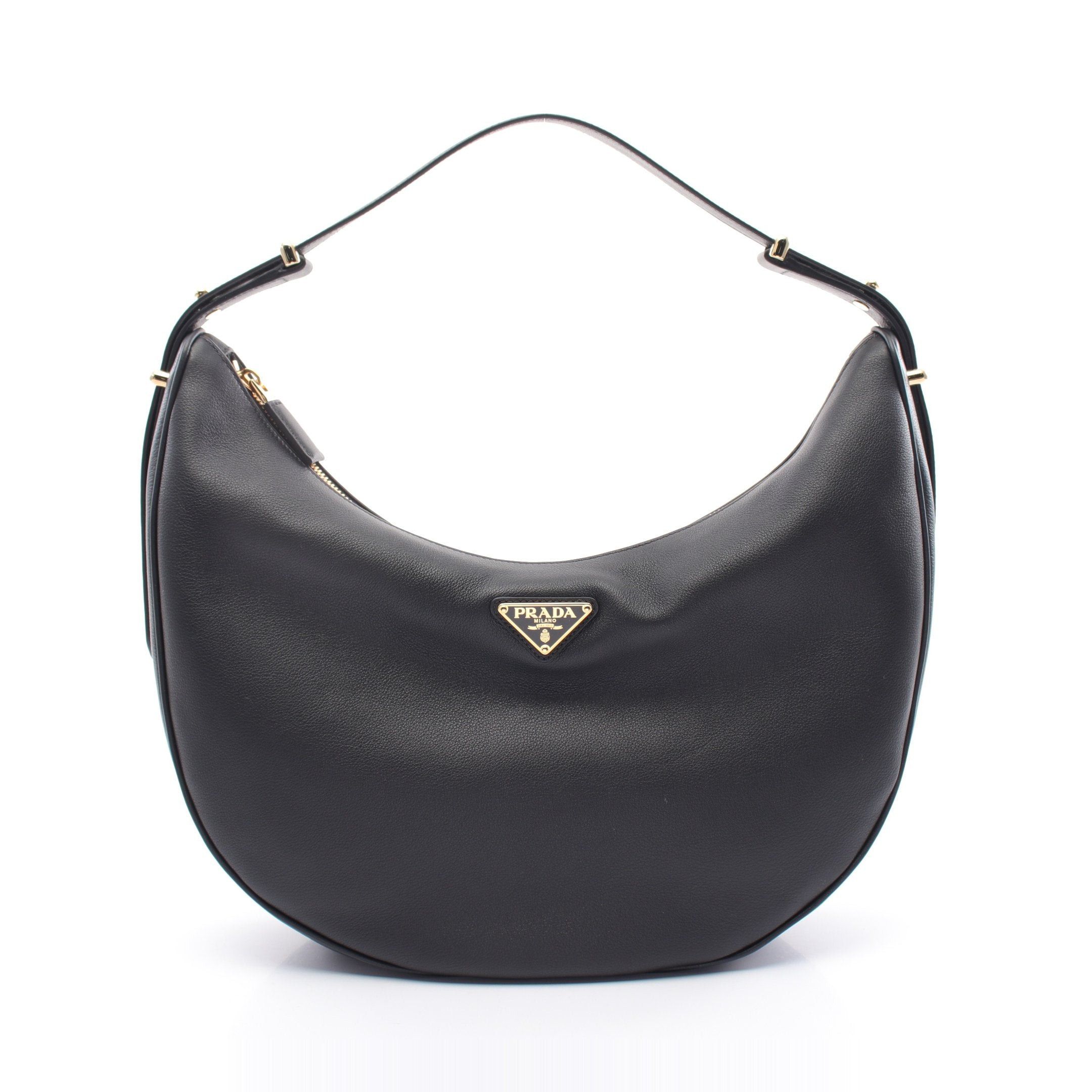 Prada Prada Soft Grain One Shoulder Bag Leather Black Size ONE SIZE - 1 Thumbnail