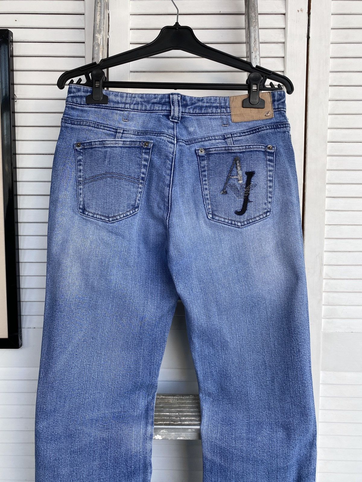 Armani × Giorgio Armani × Vintage Vintage Armani Jeans Y2K Pocket Logo Denim Pants Light Blue Size 31" - 9 Thumbnail